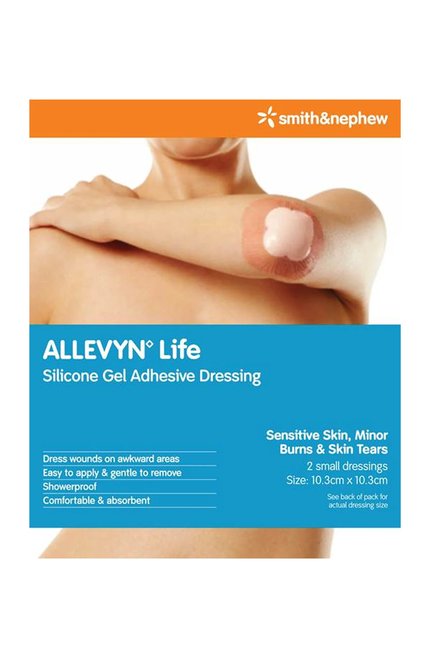 SMITH & NEPHEW Allevyn Life Silicone Gel Adhesive Dressing 10.3cmx10.3cm 2 Pack