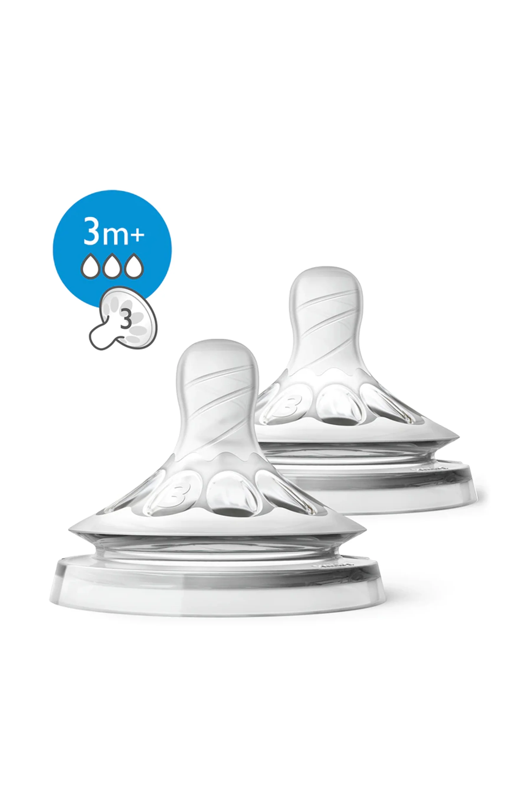 AVENT Natural Teats 2 Pack 3m+ Medium Flow