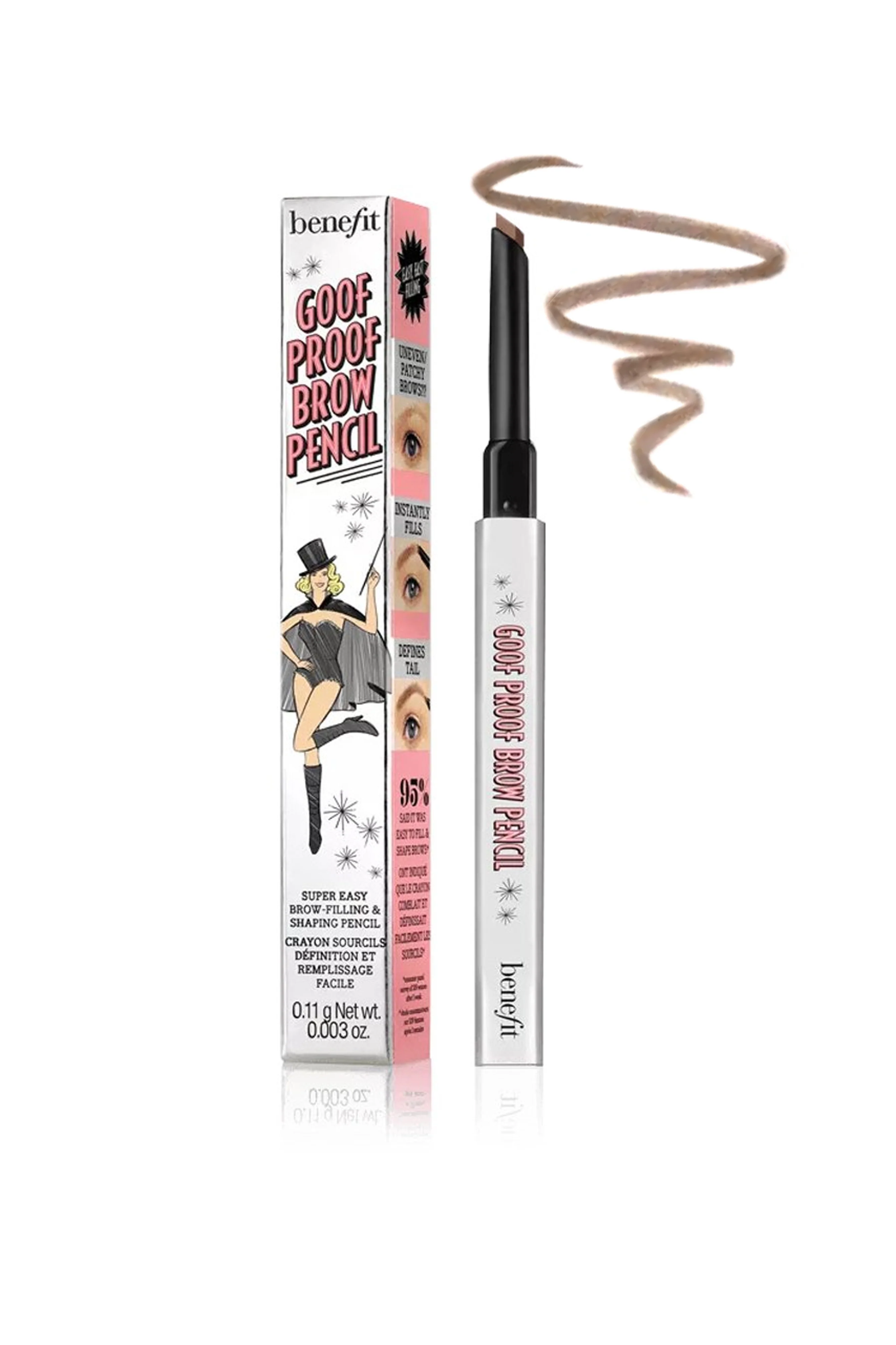 BENEFIT Goof Proof Eyebrow Pencil 02 Light Brown Mini .11gm