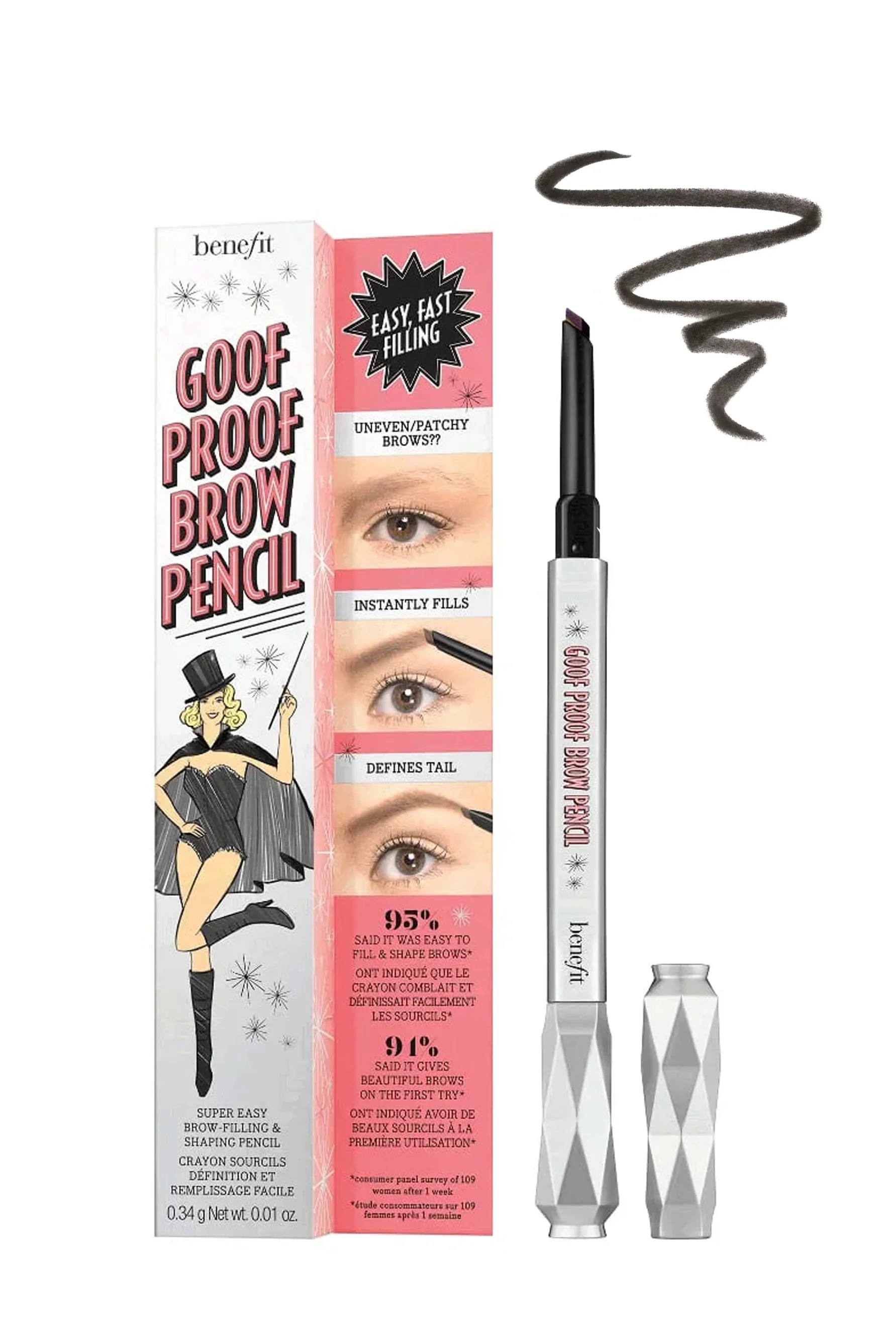 BENEFIT Goof Proof Eyebrow Pencil 06 Cool Soft Black .34g