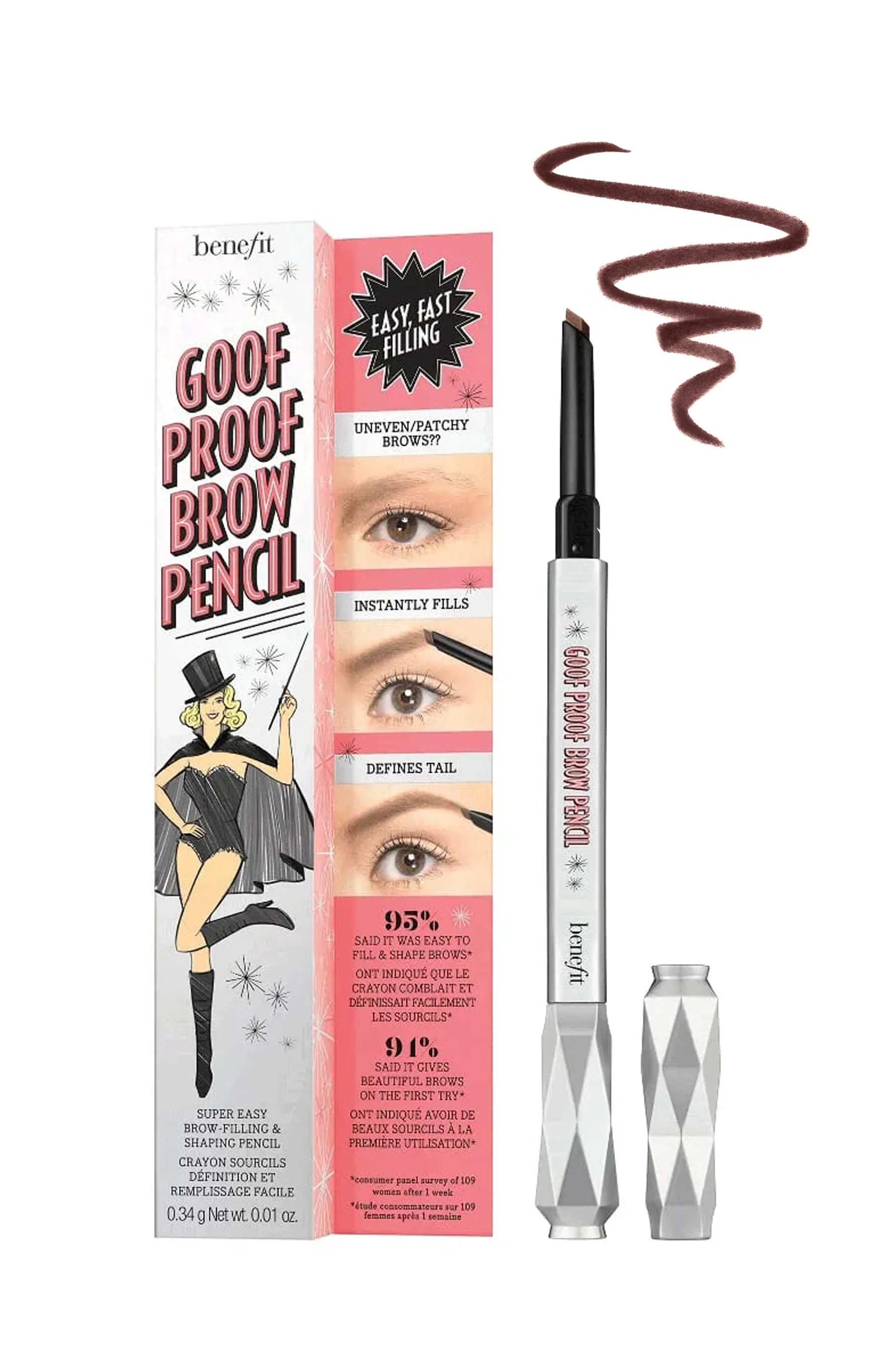 BENEFIT Goof Proof Eyebrow Pencil 4.5 Neutral Deep Brown .34g