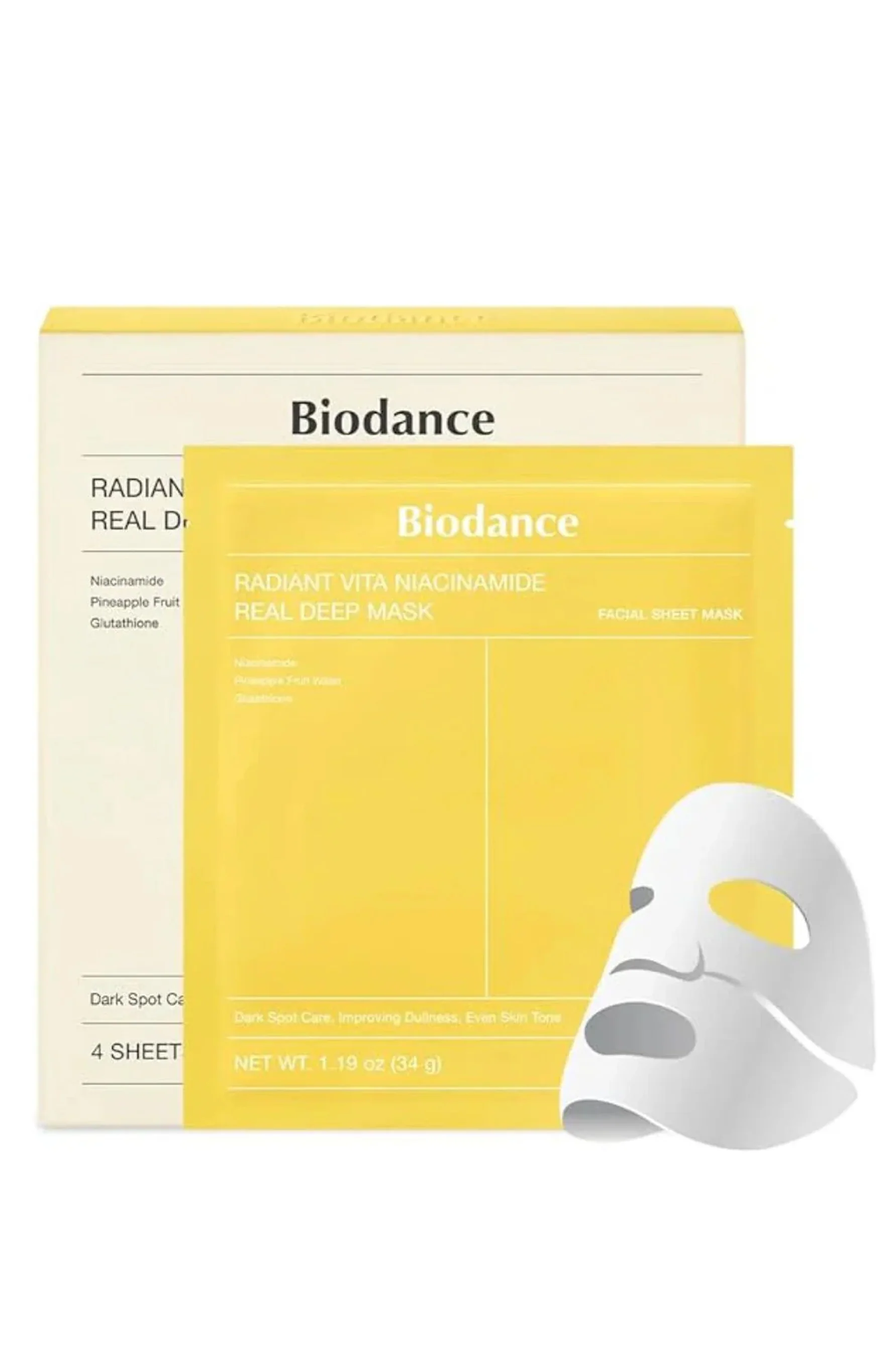 BIODANCE Radiant Vita Niacinamide Real Deep Mask 4 Pack