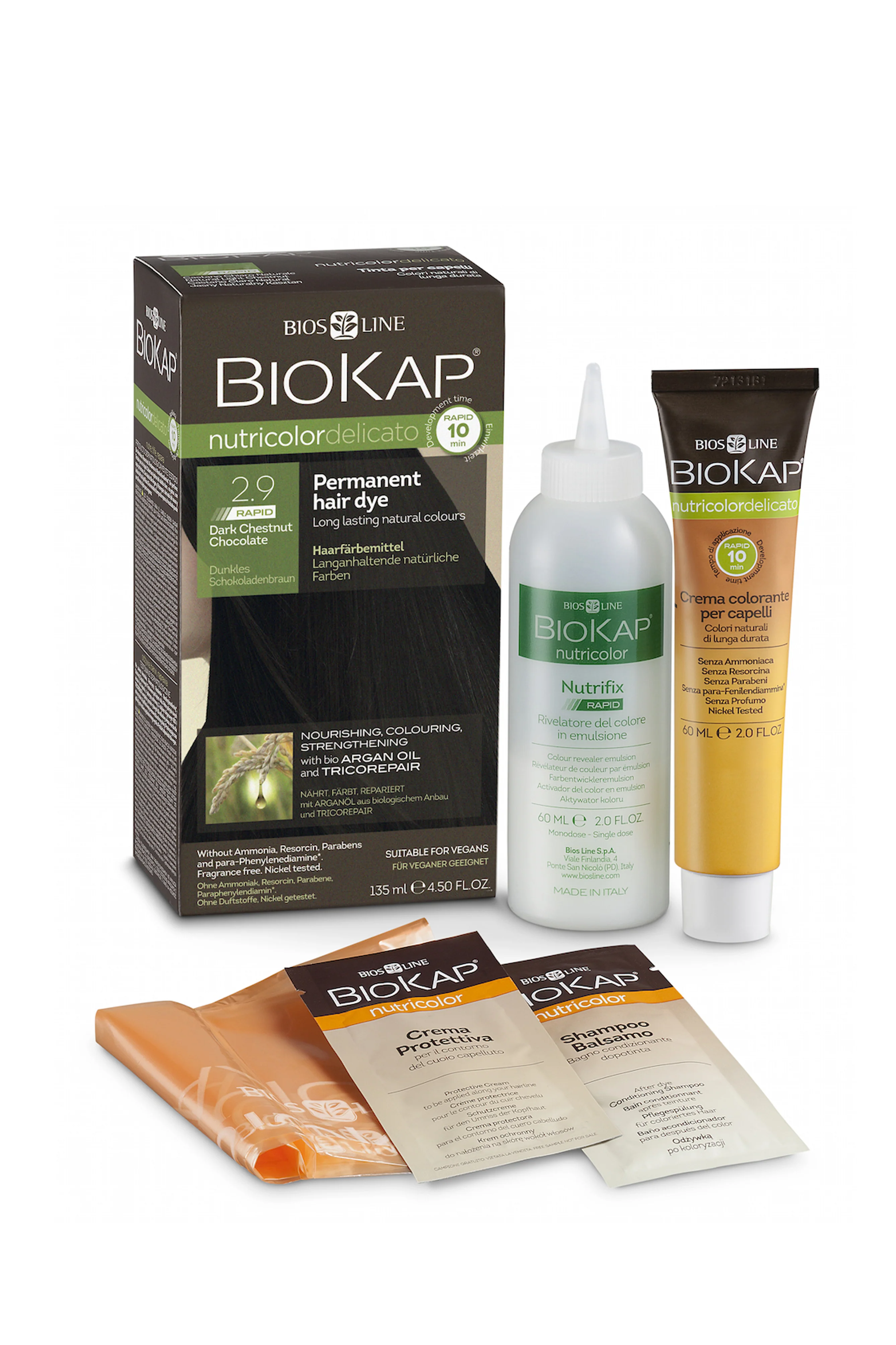 BioKap Nutricolor Delicato RAPID Hair Dye 2.9 Dark Chestnut Chocolate