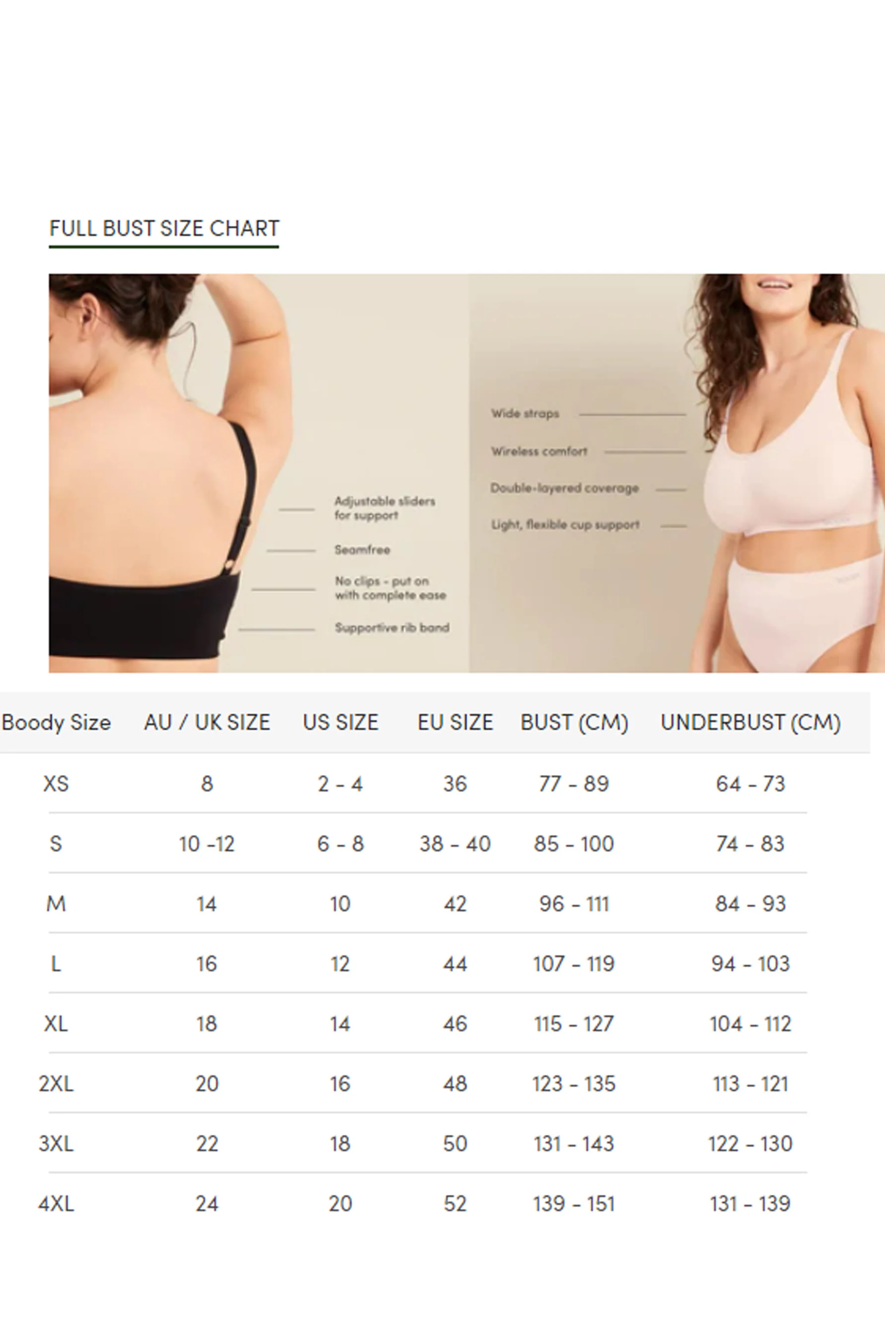 BOODY Full Bust Wireless Bra Black Large - Image 3