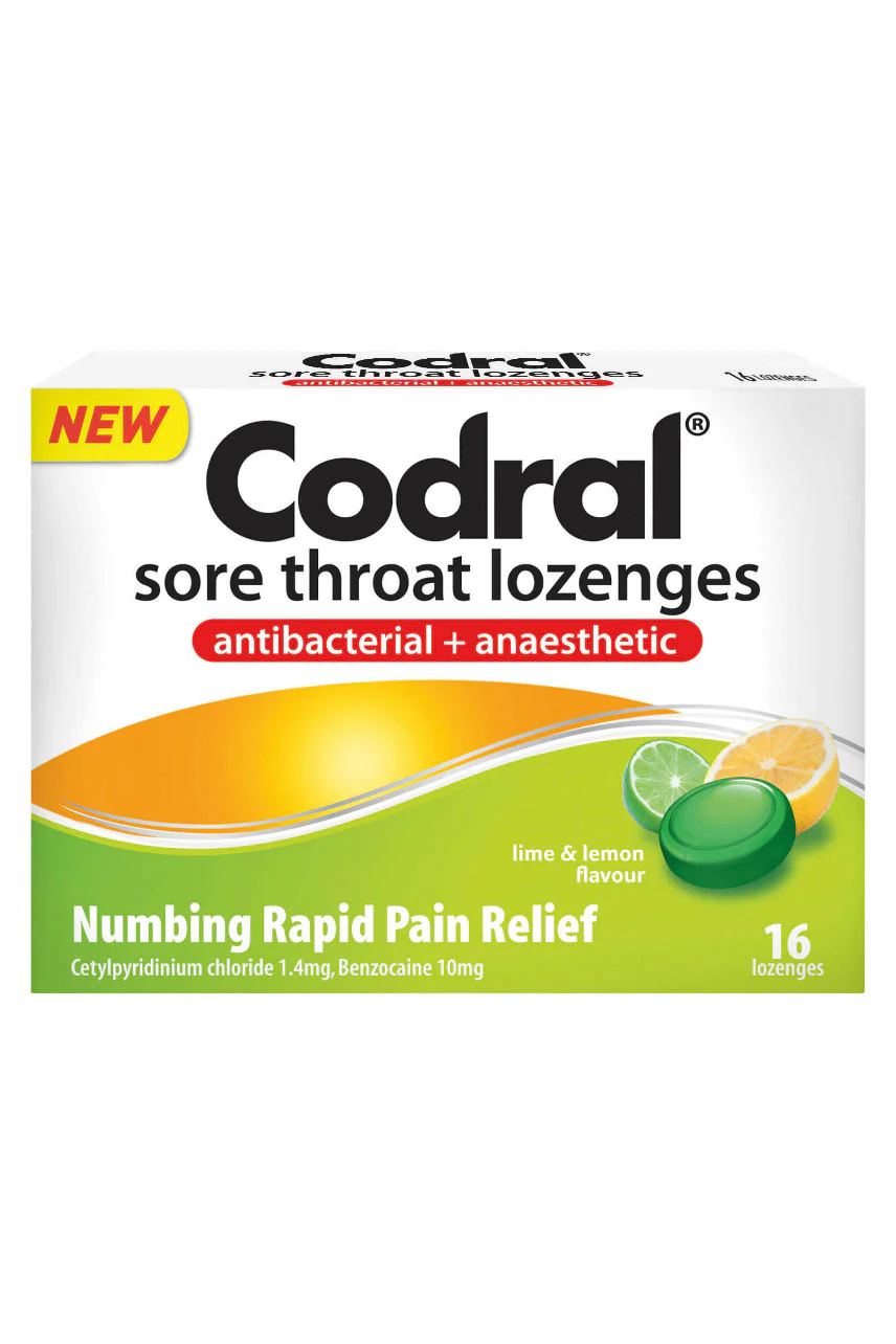 CODRAL Sore Throat Lozenge Lime & Lemon 16