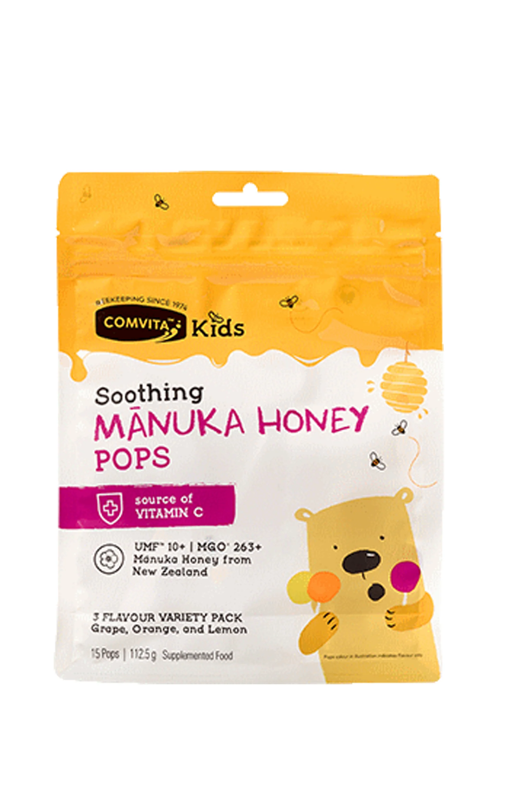COMVITA Kids Soothing Pops With UMF™ 10+ Mānuka Honey 15 Pack