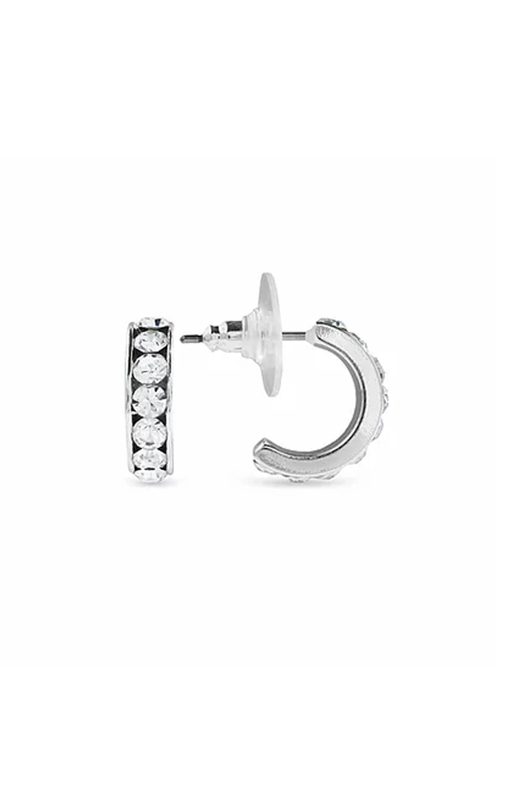 EarSense CH123 Crystal Half Hoop Studs