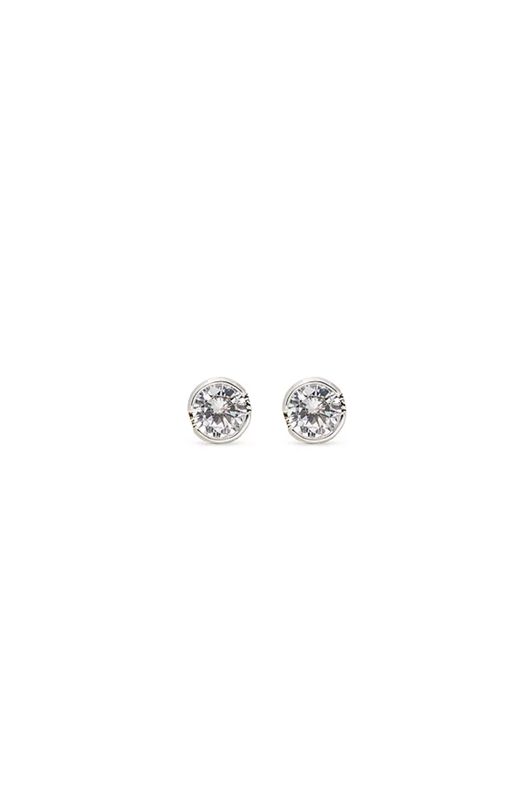EarSense CH194 Silver Cased Cubic Zirconia Stud Earrings