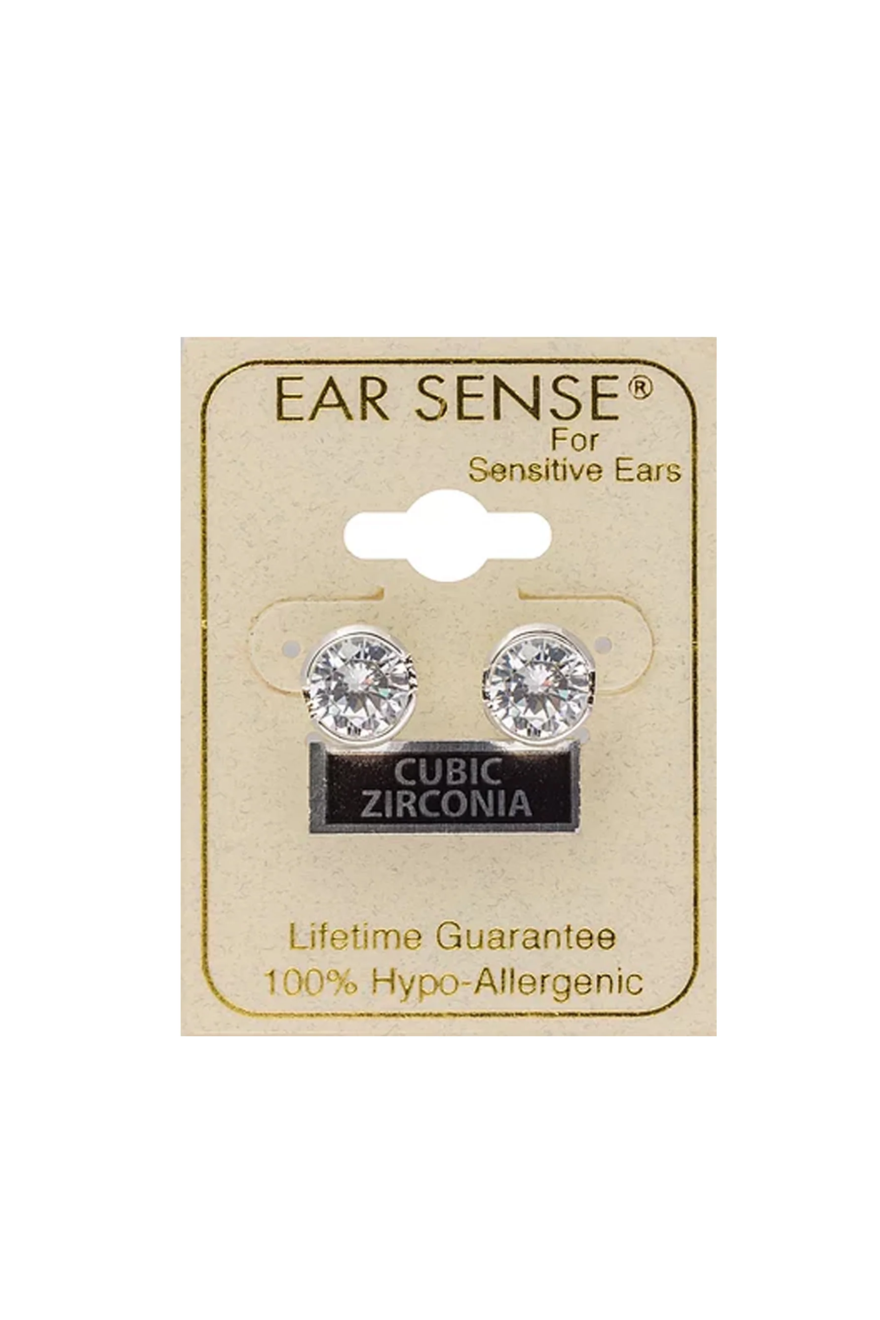 EarSense CH194 Silver Cased Cubic Zirconia Stud Earrings - Image 2