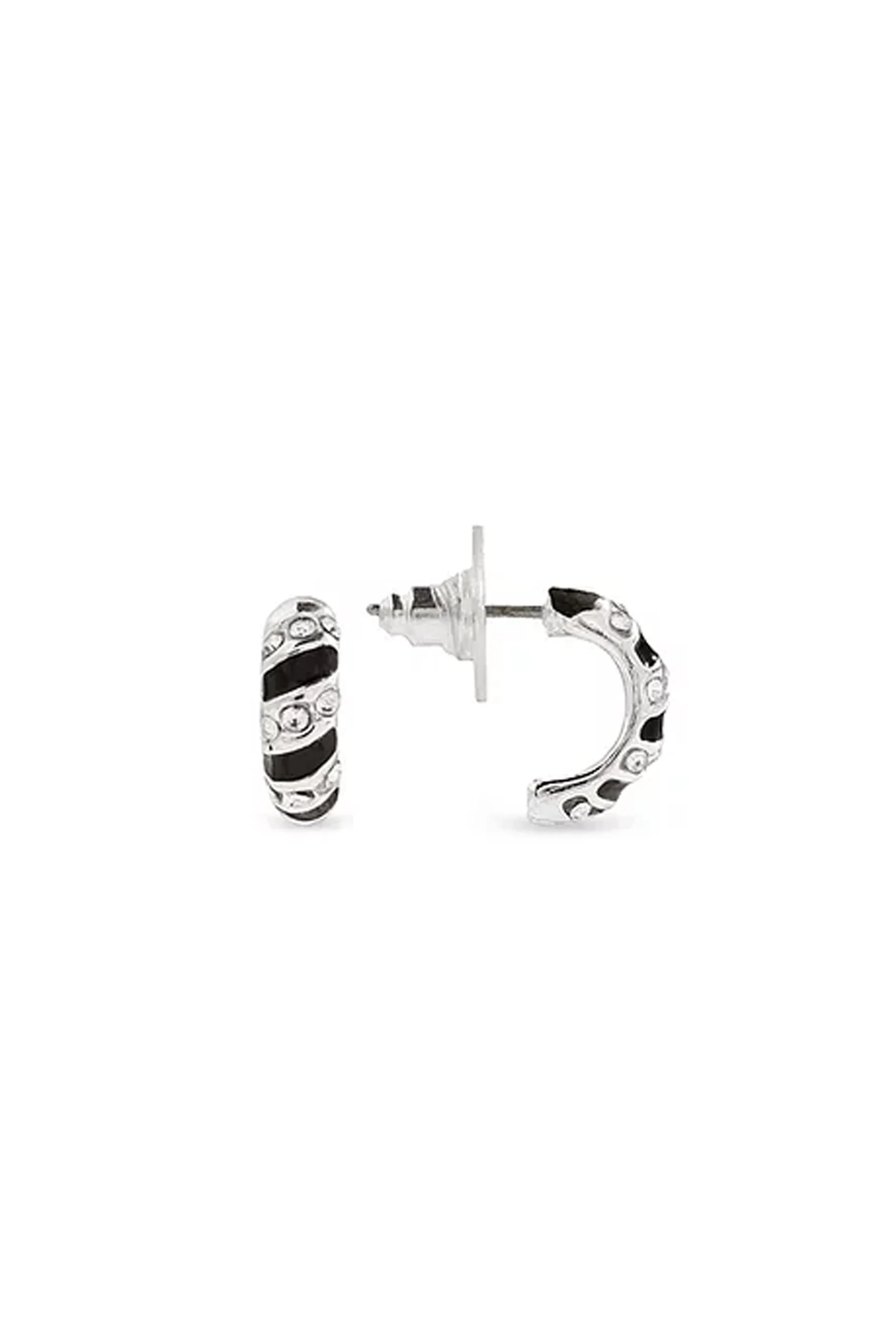 Earsense CH223 Crystal and Black Half Hoop Stud