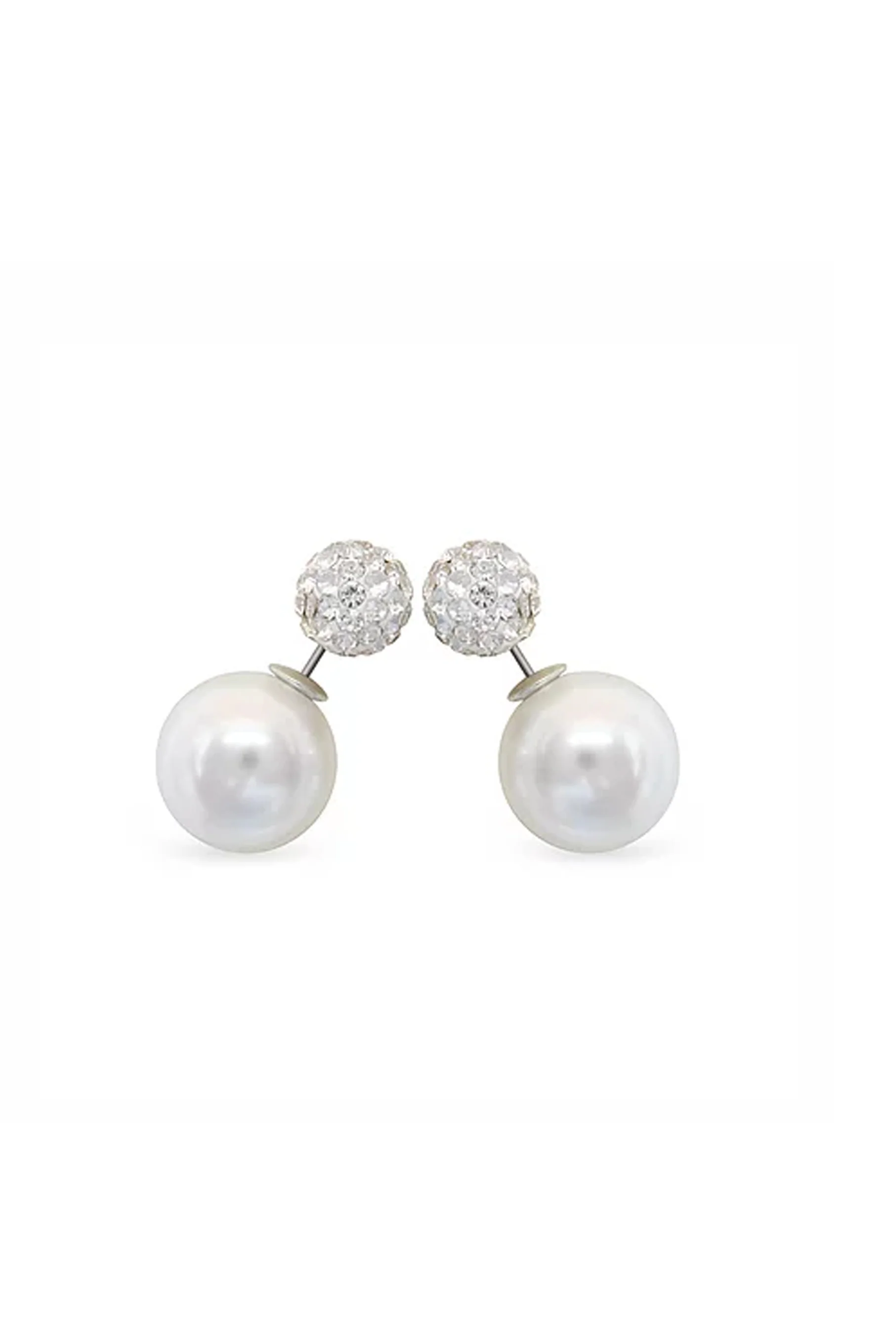 EarSense CH232 Pearl & Crystal Ball Double Studs