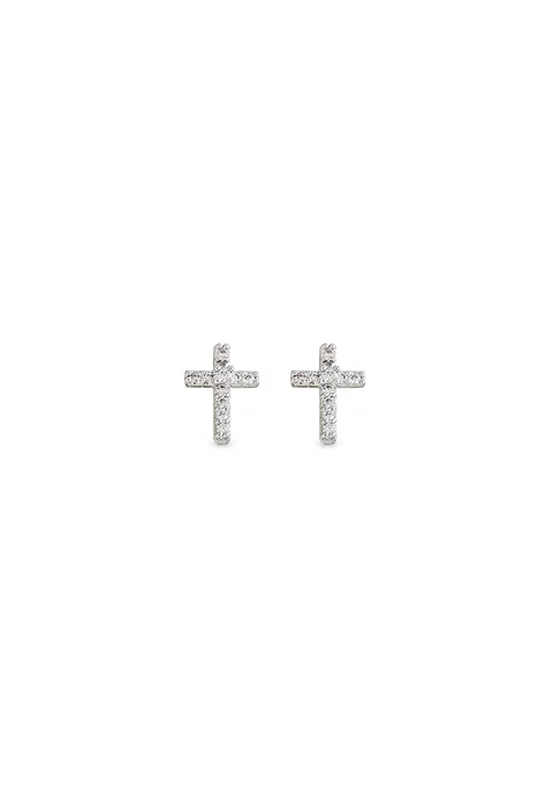 Earsense CH236 Silver Crystal Cross Stud