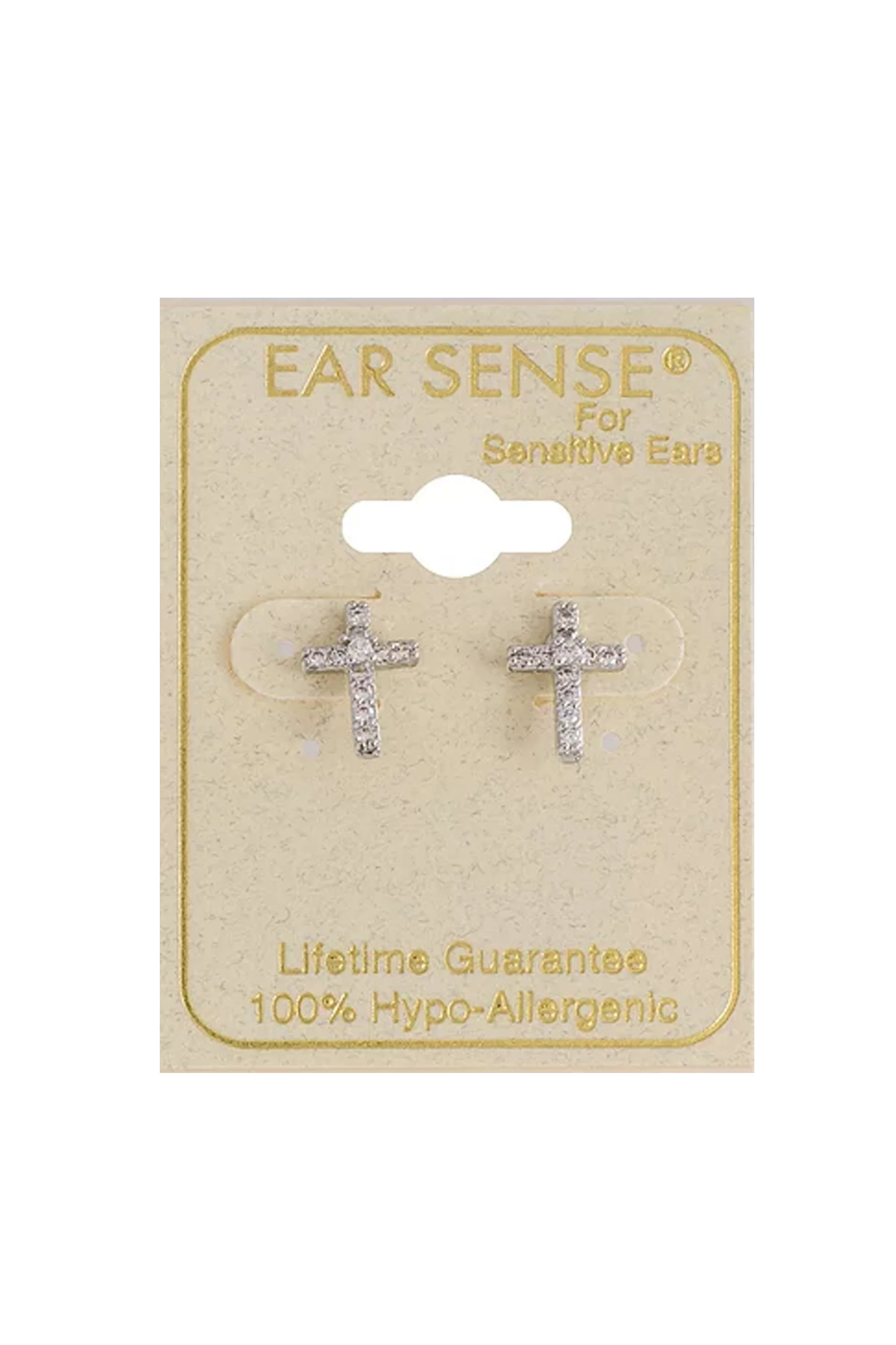 Earsense CH236 Silver Crystal Cross Stud - Image 2