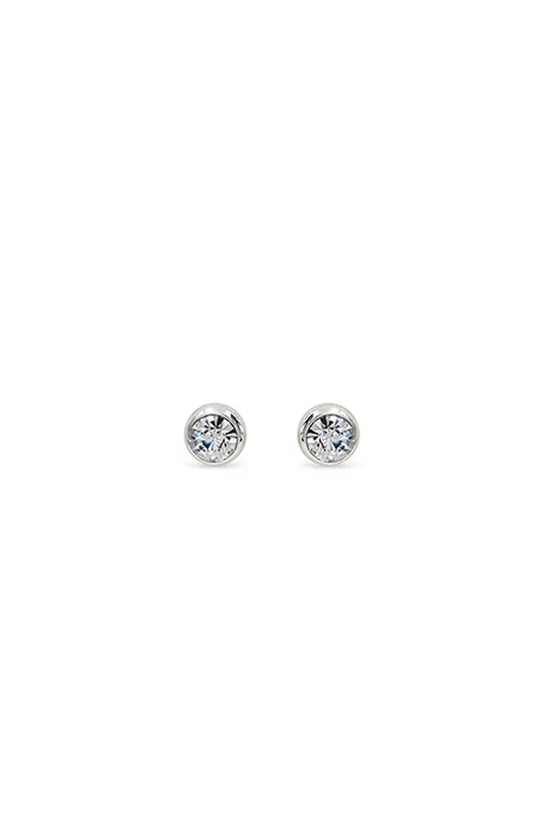EarSense CH242 Round Crystal with Silver Surround Stud Earrings
