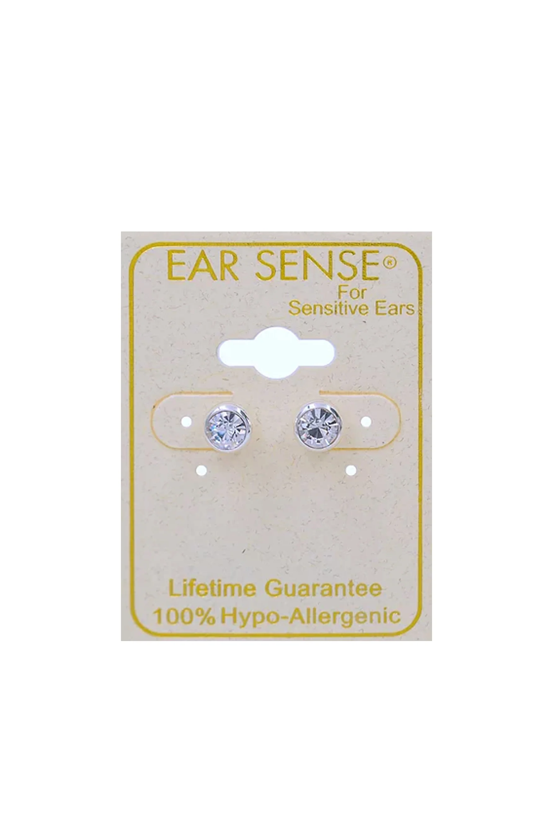 EarSense CH242 Round Crystal with Silver Surround Stud Earrings - Image 2