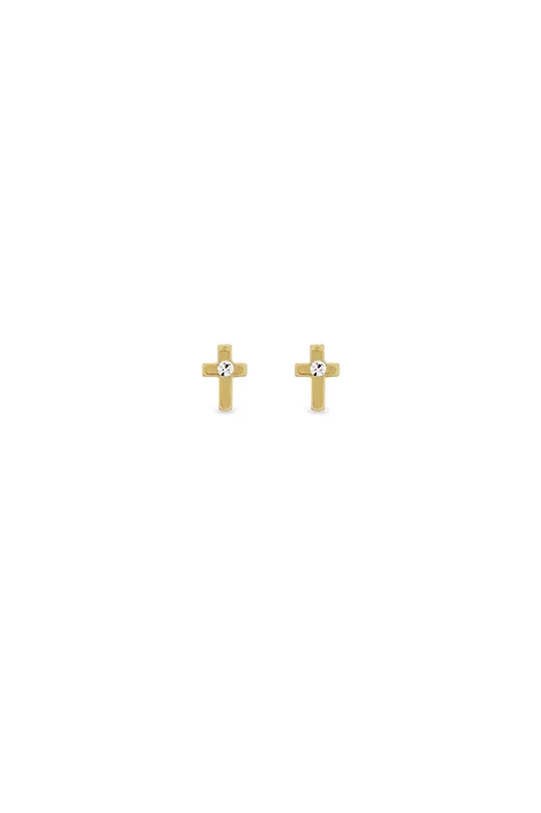 EarSense CH272 Gold Cross with Crystal Centre Stud