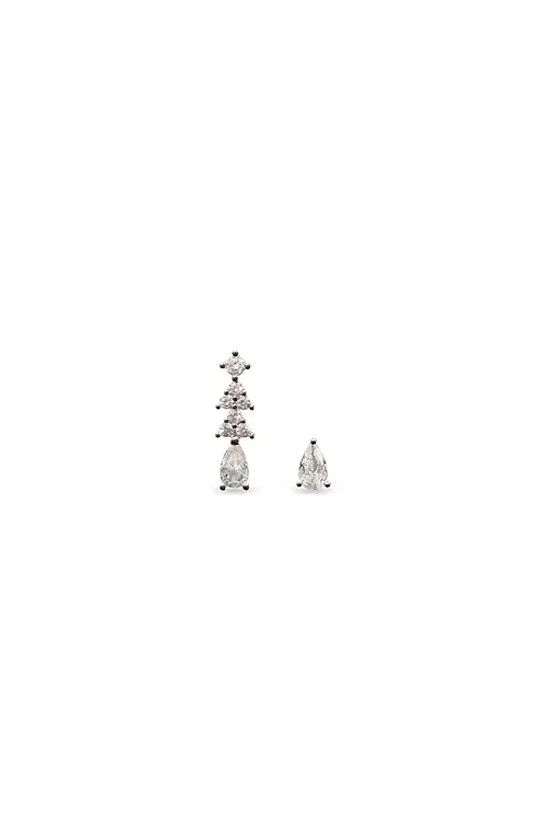 EarSense CH273 ASYMETRIC Silver Crystal Drop & Stud