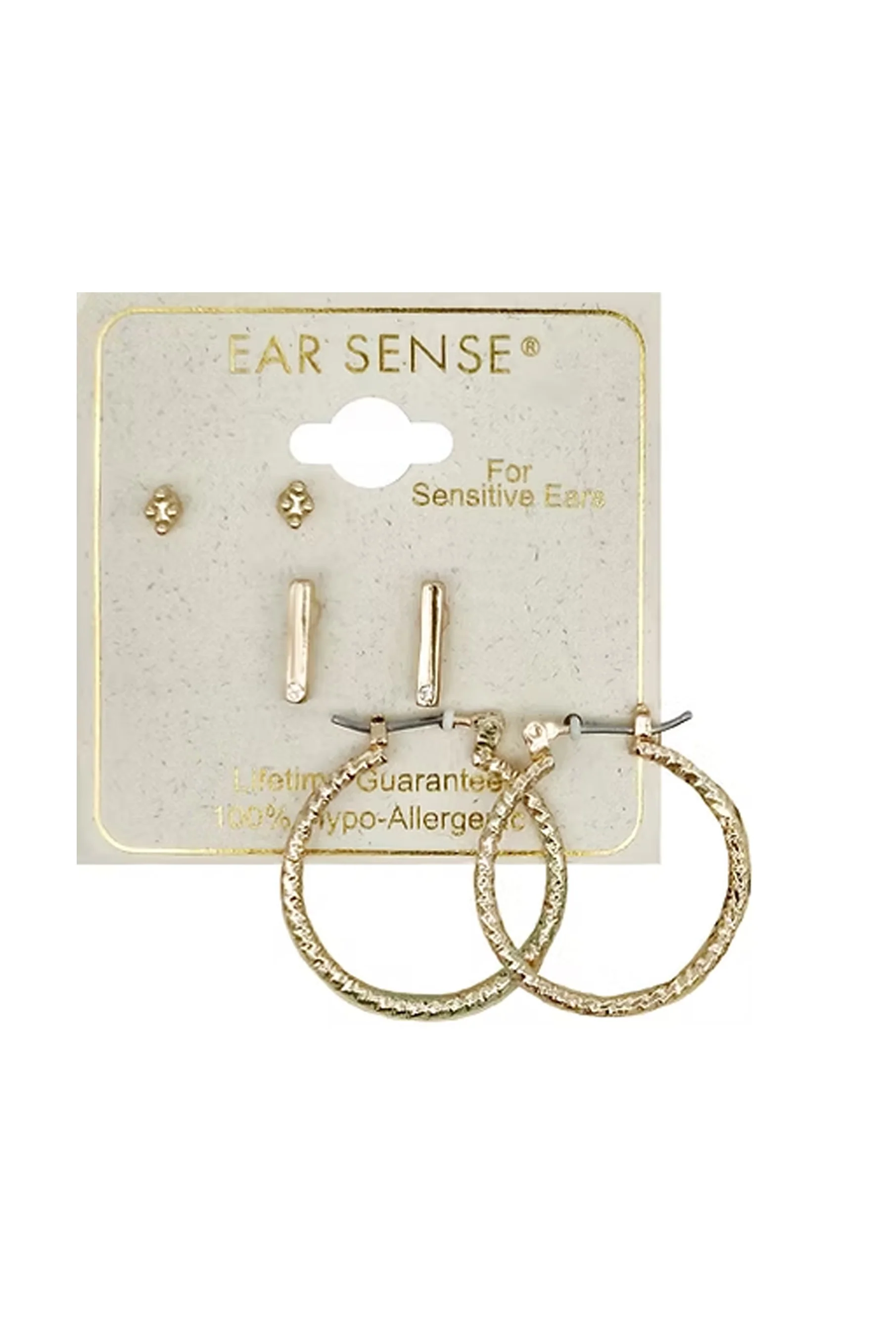 EarSense Gold Cluster/Bar/Hoop Trio - Image 2