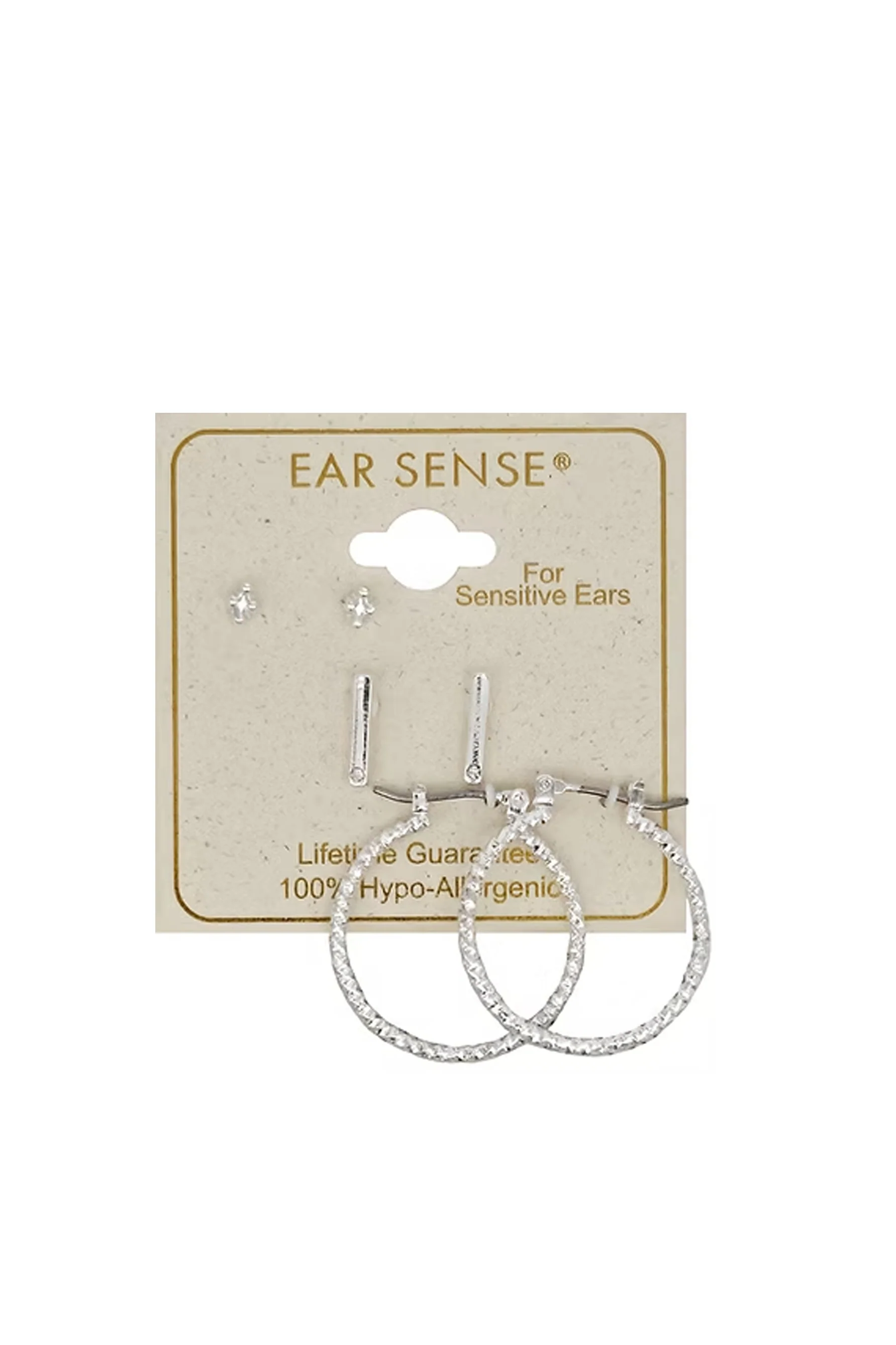 EarSense Silver Cluster/Bar/Hoop Trio - Image 2