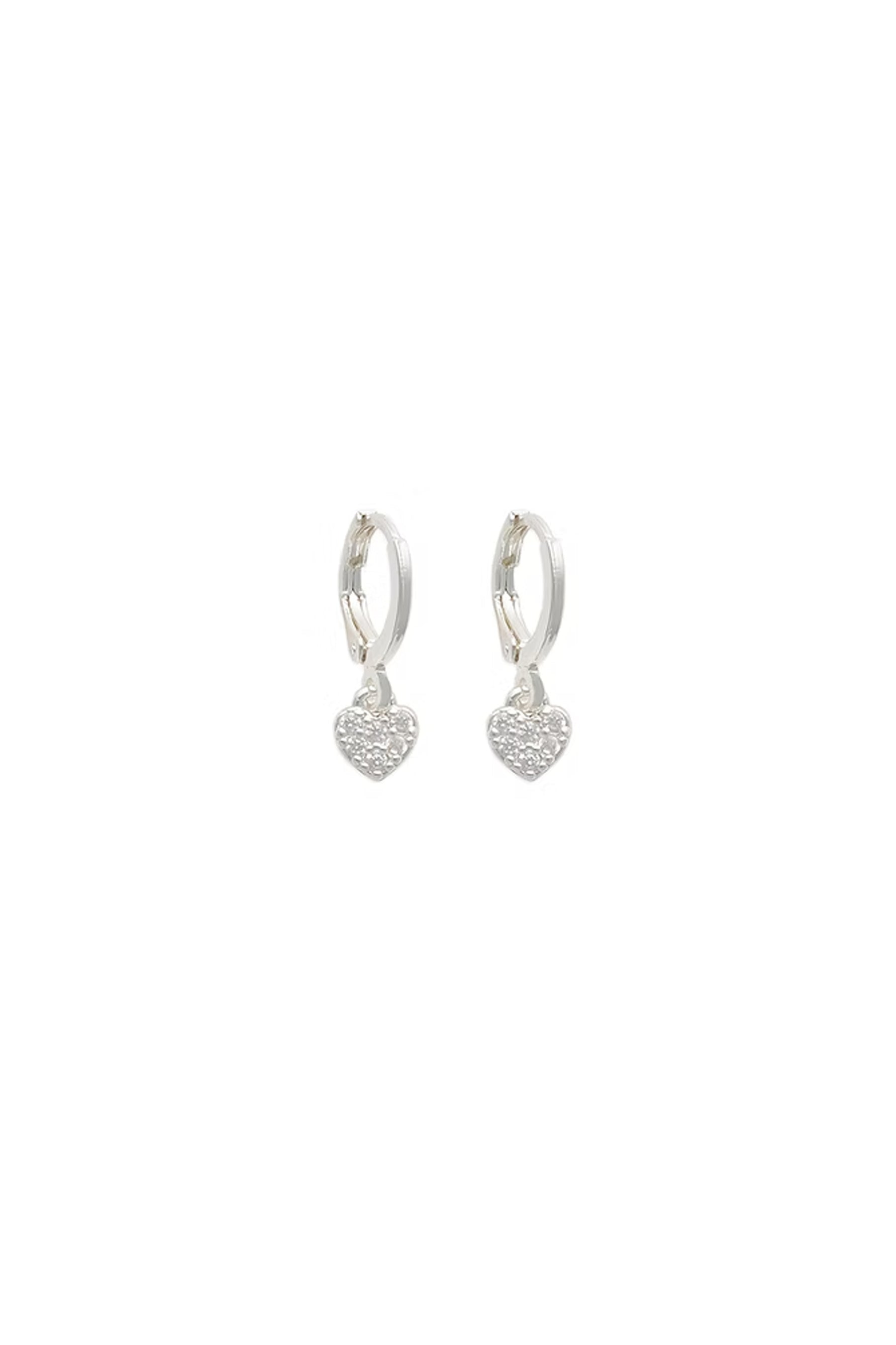 EarSense Silver Crystal Heart Drop Eurowire