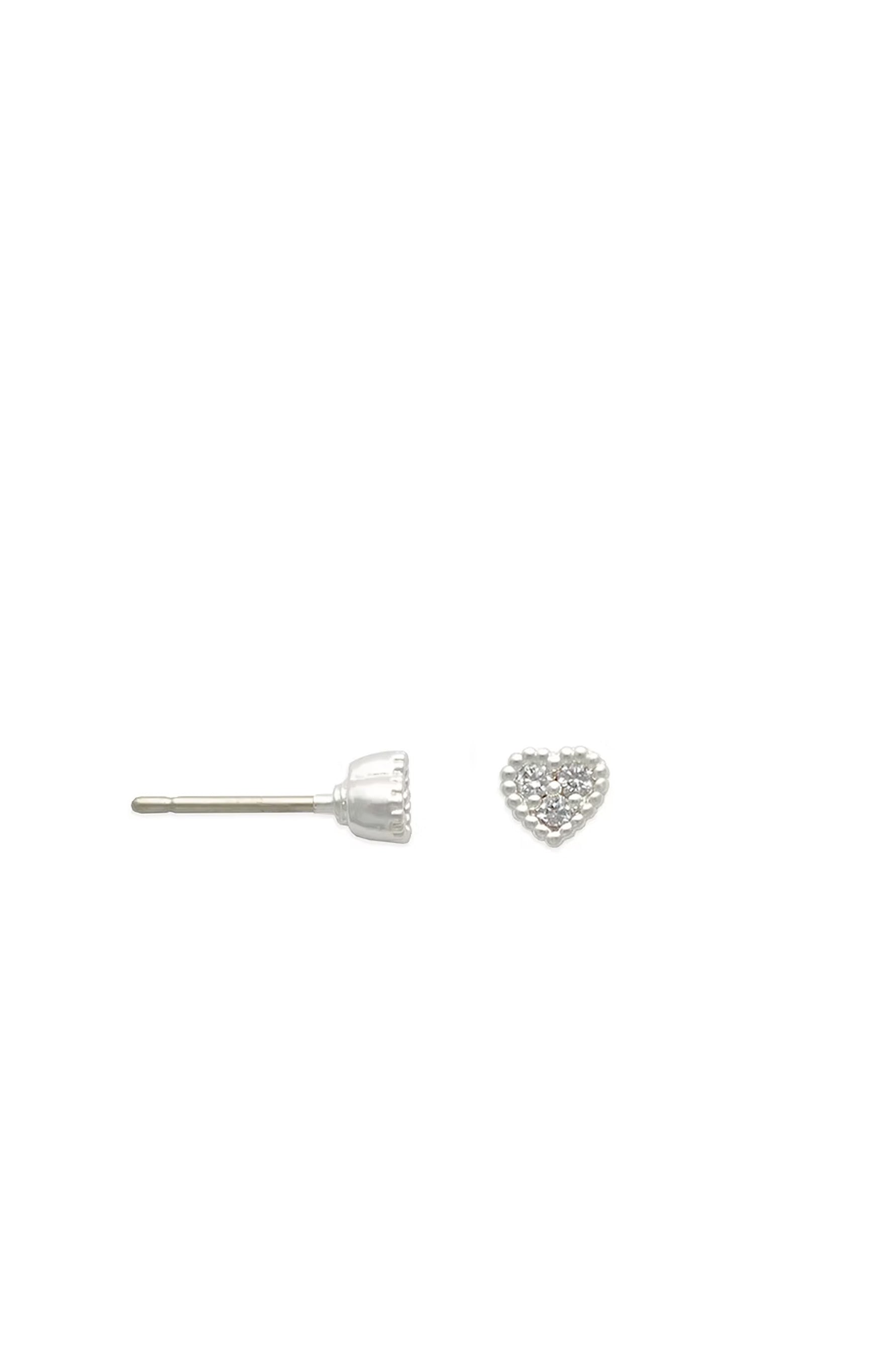 EarSense Crystal Heart Stud Silver