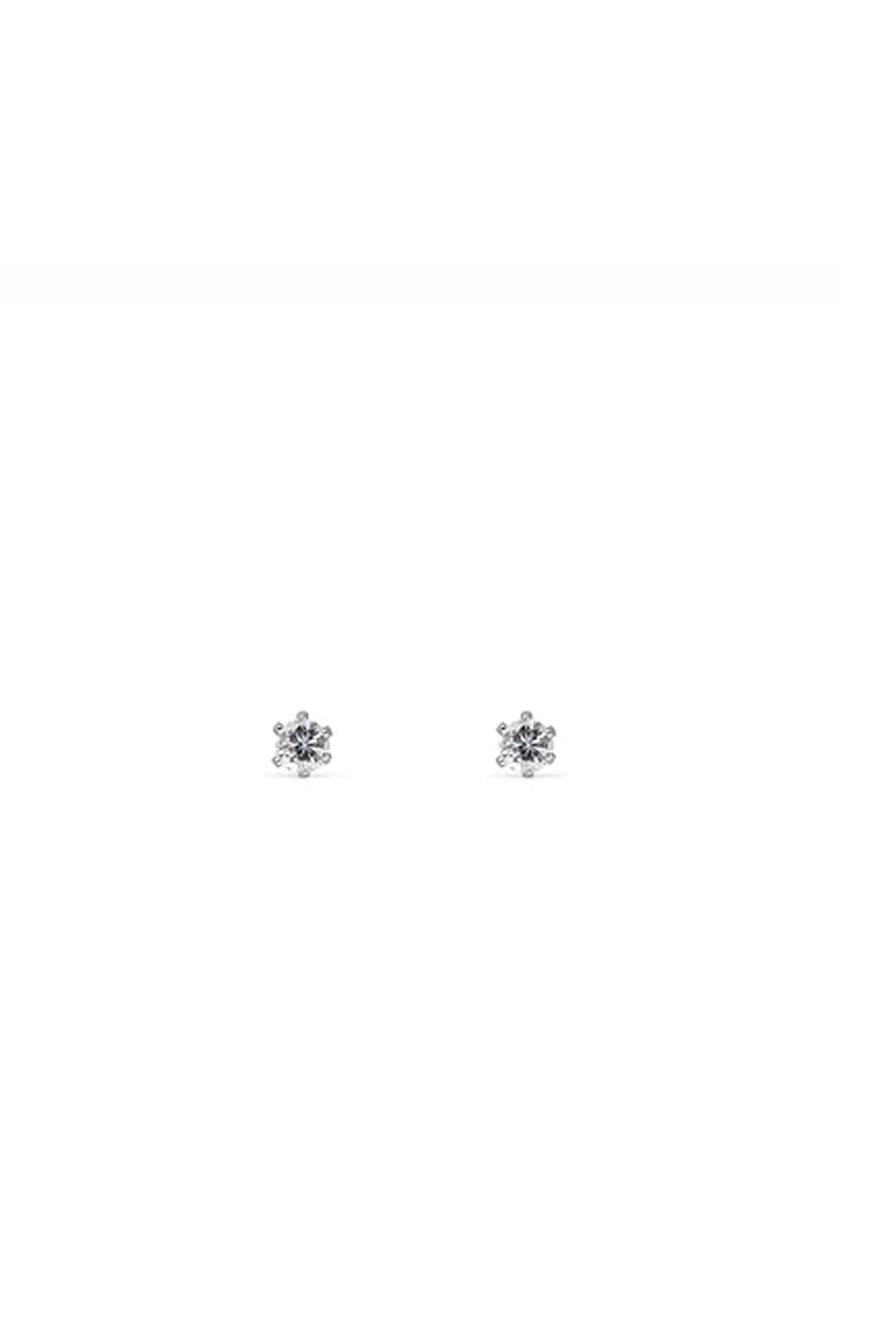 EarSense CZ-13S 3mm Silver Cubic Zirconia Stud Earrings