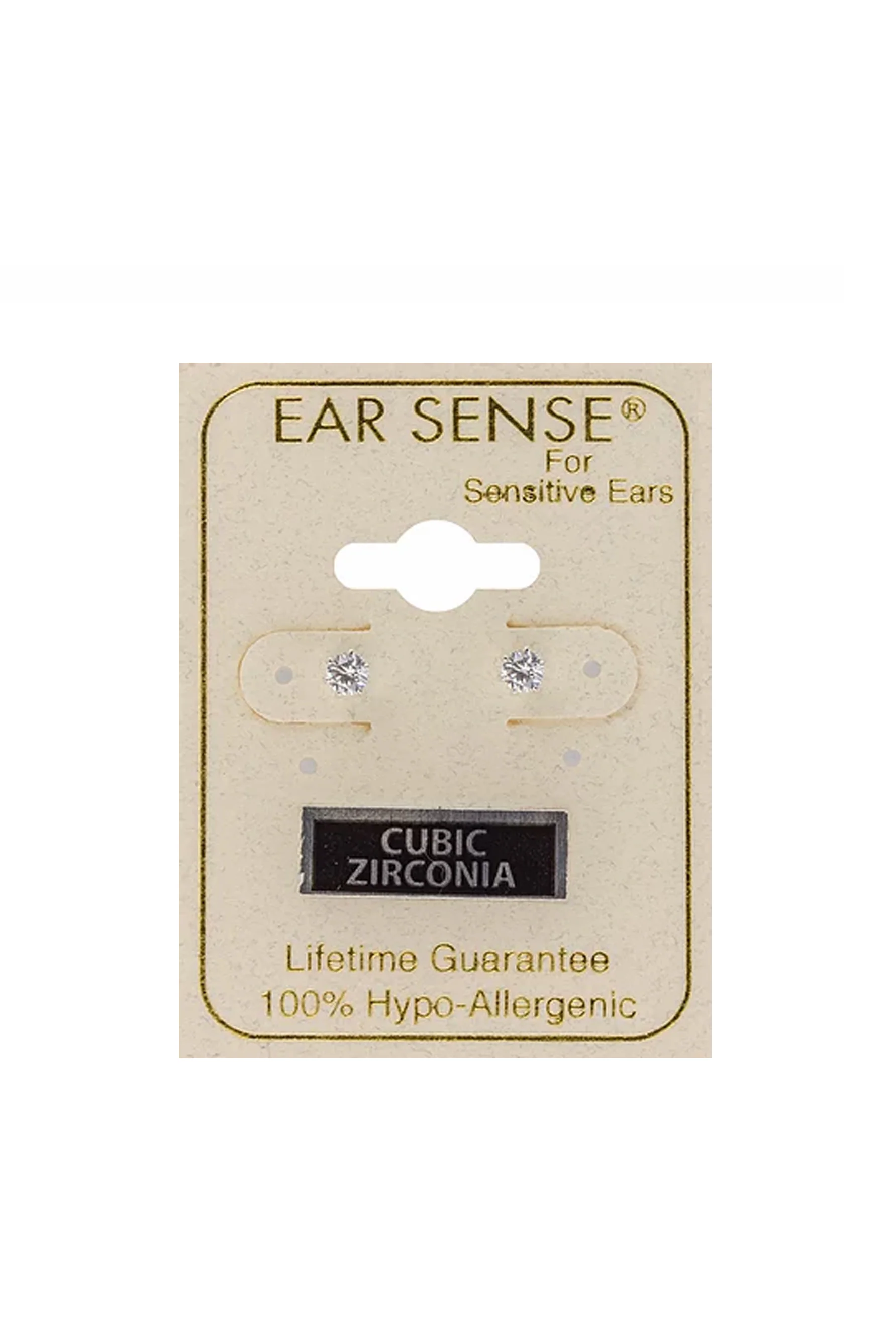 EarSense CZ-13S 3mm Silver Cubic Zirconia Stud Earrings - Image 2