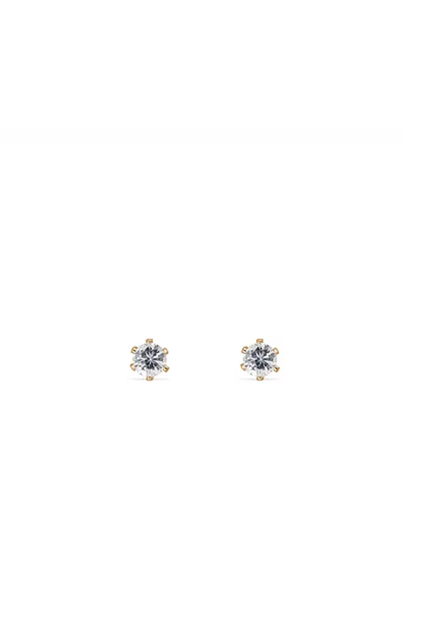 EarSense CZ-14 4mm Gold Cubic Zirconia Stud Earrings