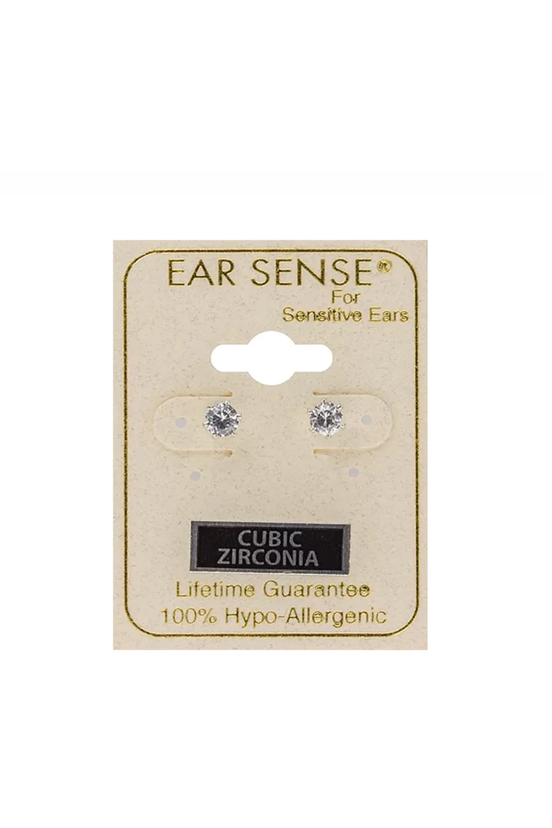 EarSense CZ-14 4mm Gold Cubic Zirconia Stud Earrings - Image 2