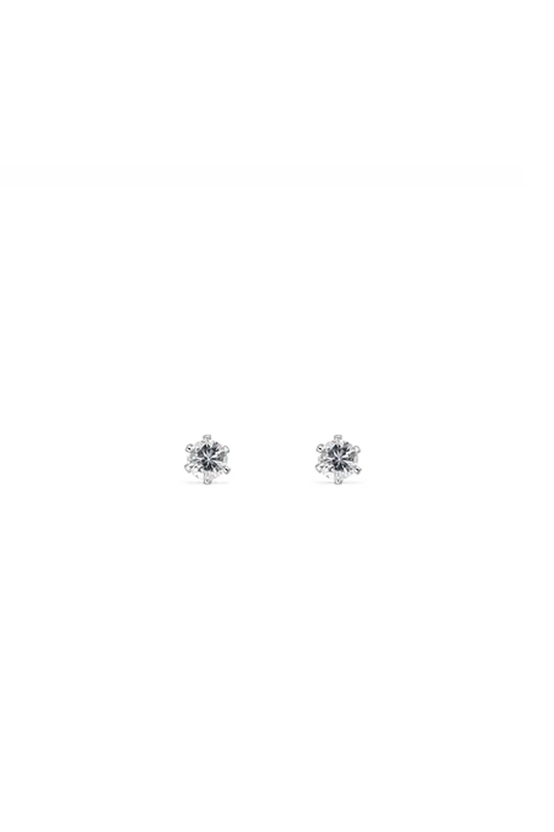 EarSense CZ-14S 4mm Silver Cubic Zirconia Stud Earrings