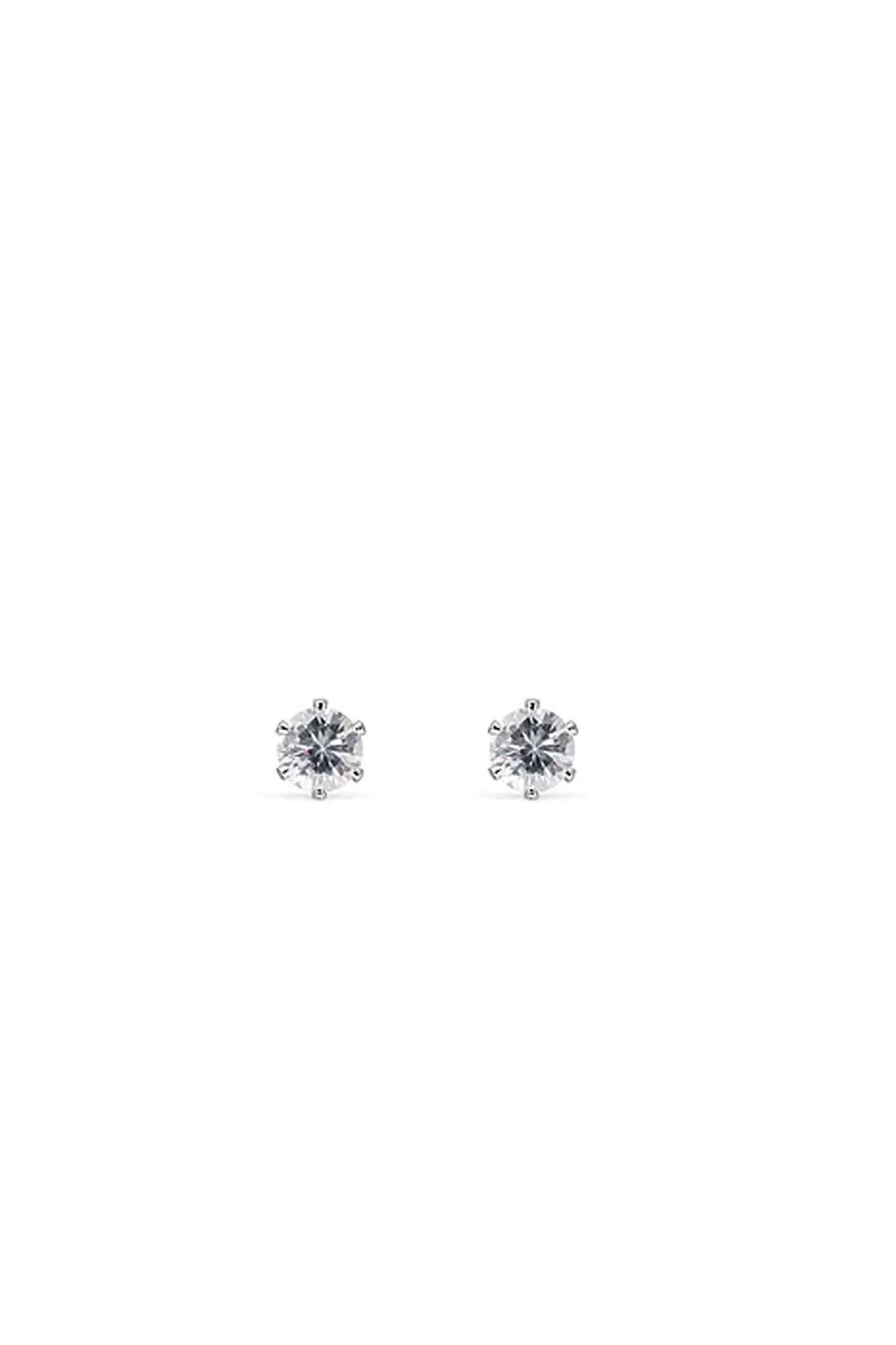 EarSense CZ-15S 5mm Silver Cubic Zirconia Stud Earrings