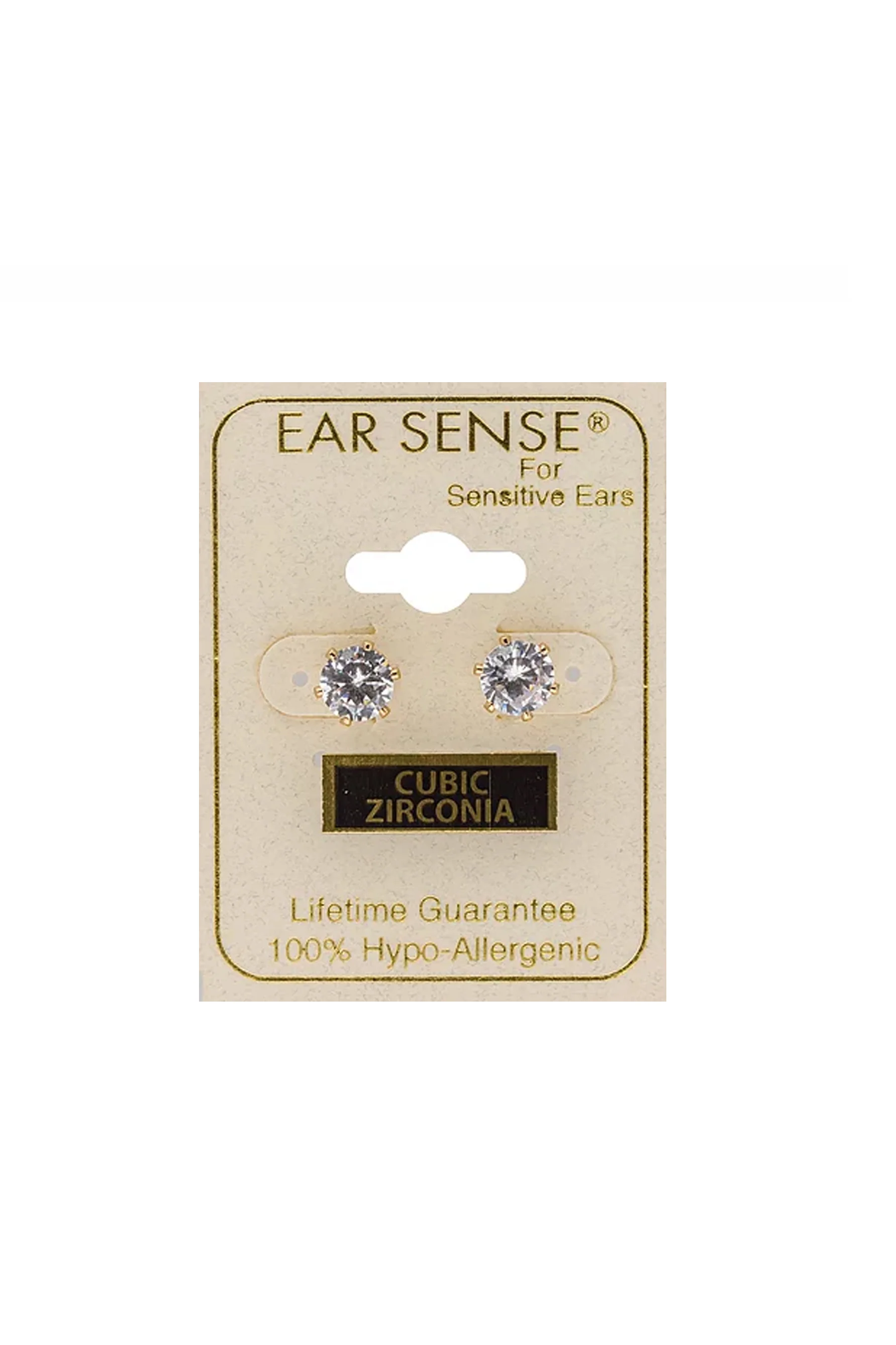 EarSense CZ-16 6mm Gold Cubic Zirconia Stud Earrings - Image 2