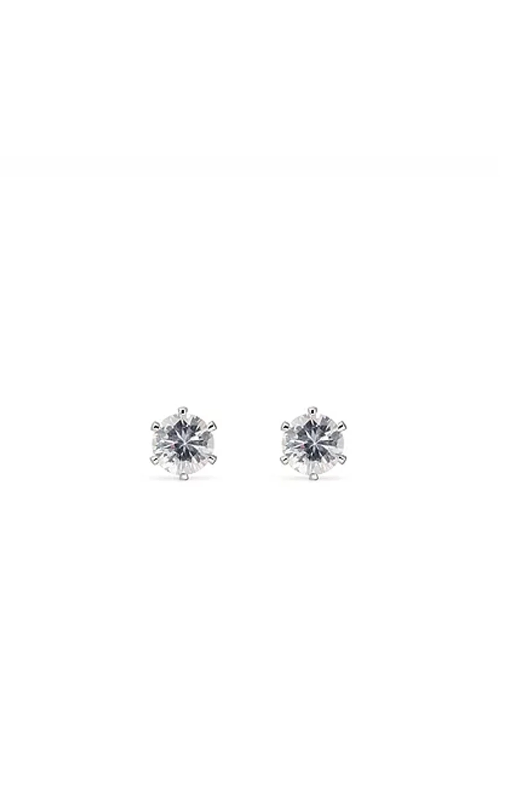 EarSense CZ-16S 6mm Silver Cubic Zirconia Stud Earrings