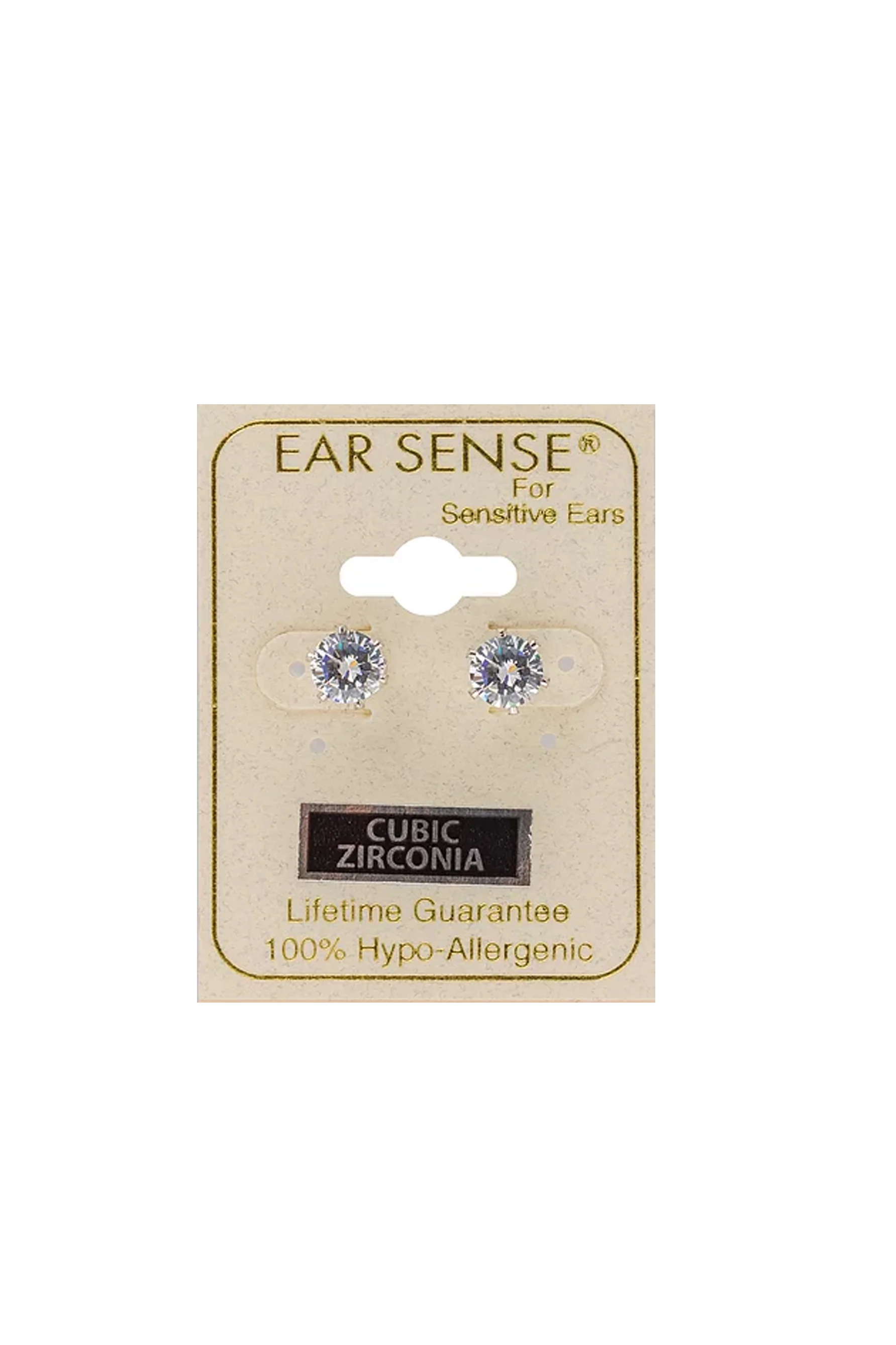 EarSense CZ-16S 6mm Silver Cubic Zirconia Stud Earrings - Image 2