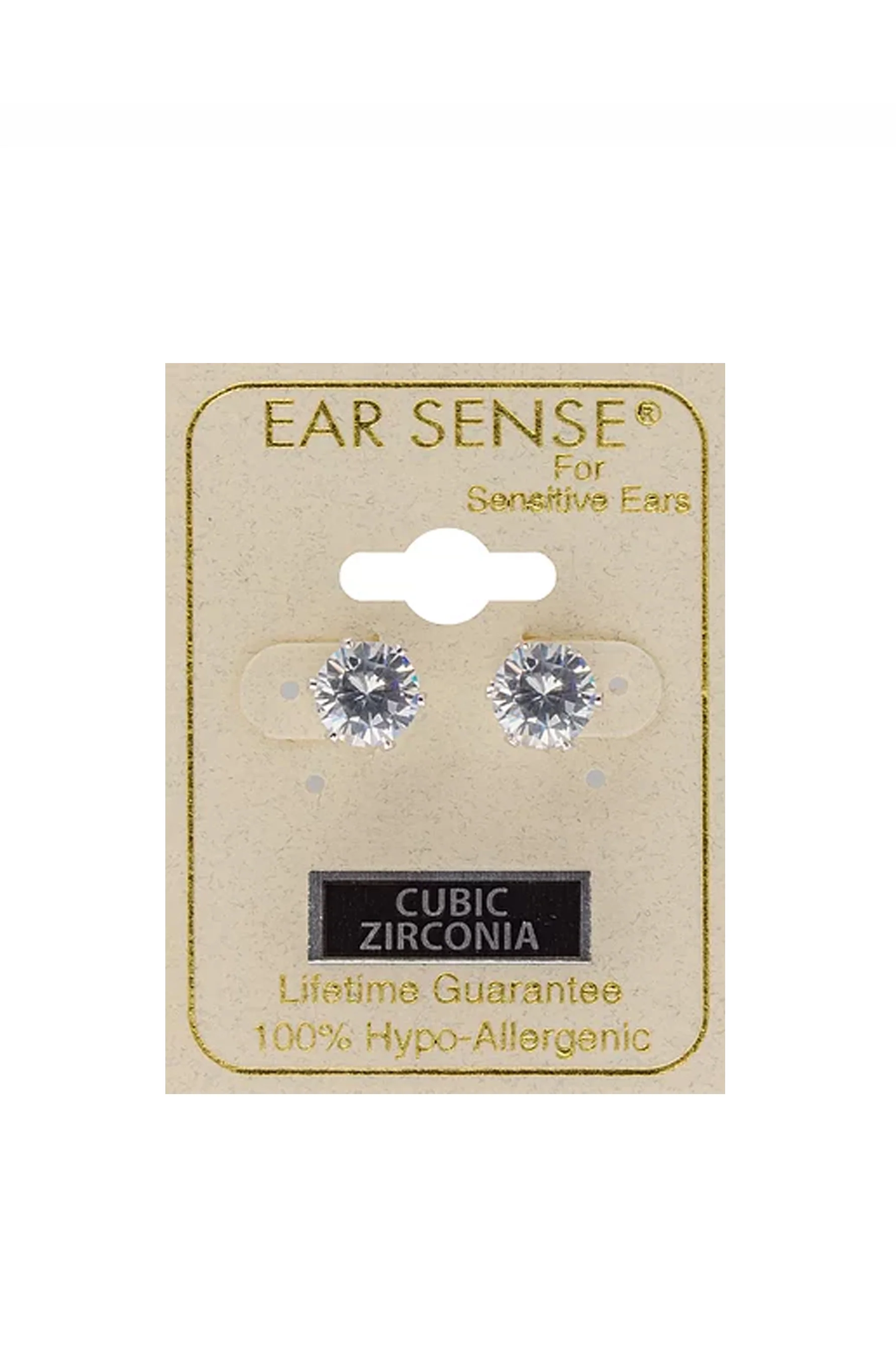 EarSense CZ-17S 7mm Silver Cubic Zirconia Stud Earrings - Image 2