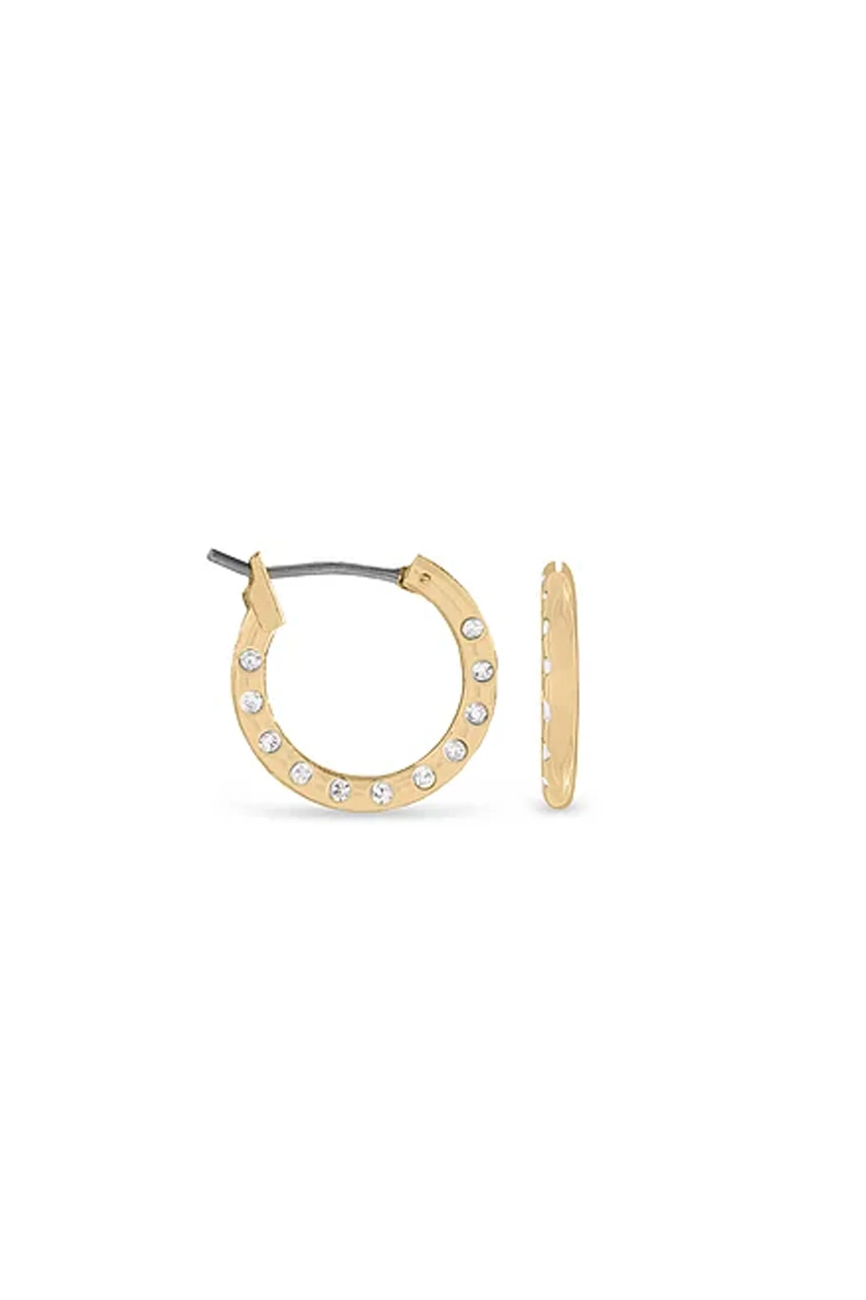 EarSense F3-1886 12mm Gold Hoop with Inset Crystals