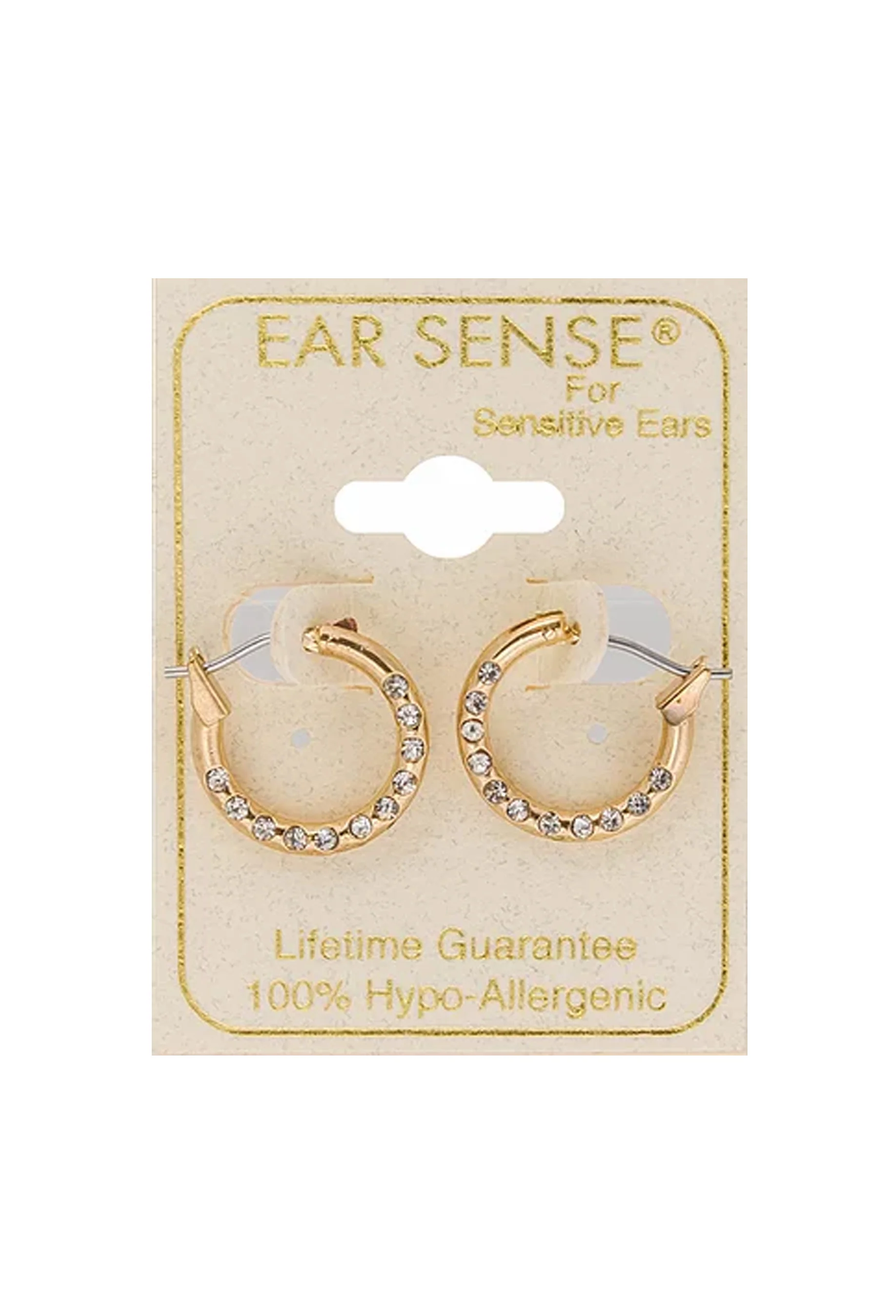 EarSense F3-1886 12mm Gold Hoop with Inset Crystals - Image 2