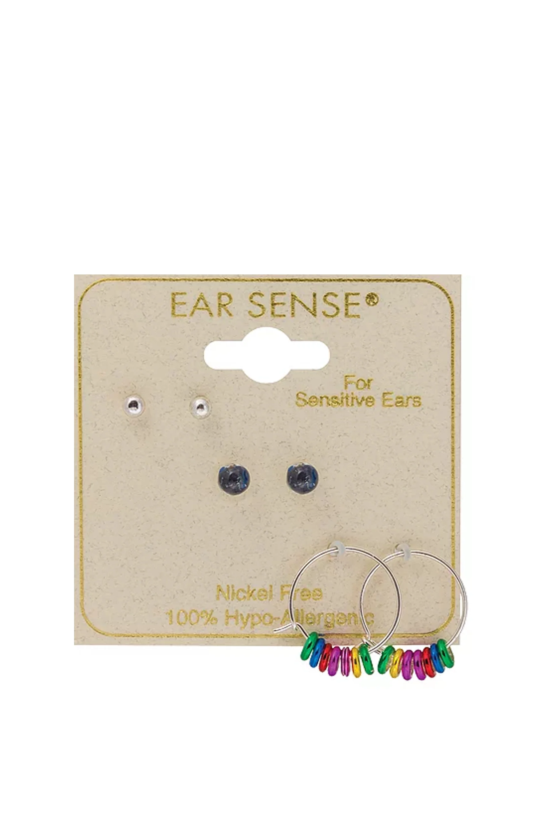 EarSense F3-2673 Silver Stud, Fireball & Multi Ring Hoop Trio - Image 2