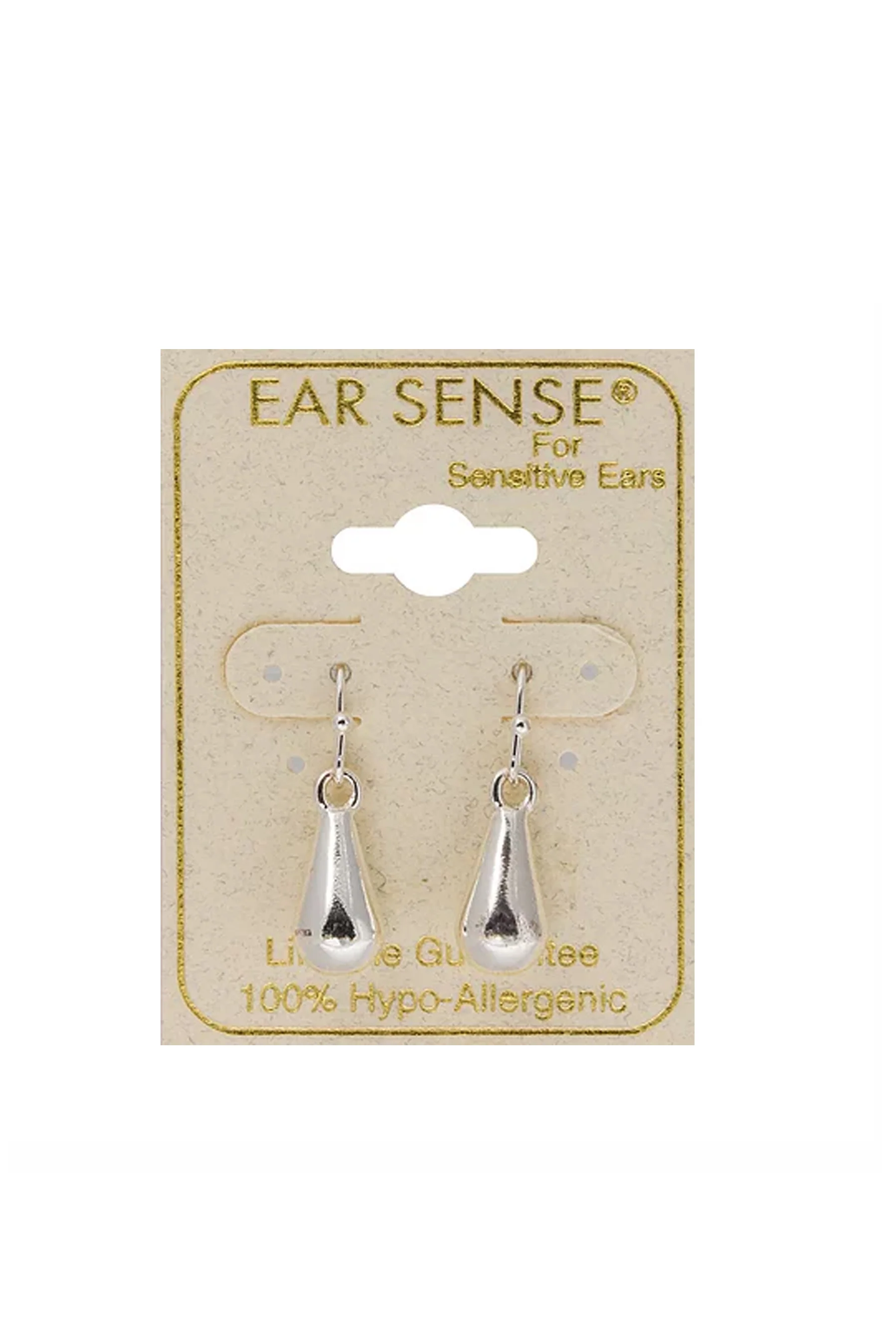 EarSense F3-308 Silver Teardrop on French Hook Earrings - Image 2