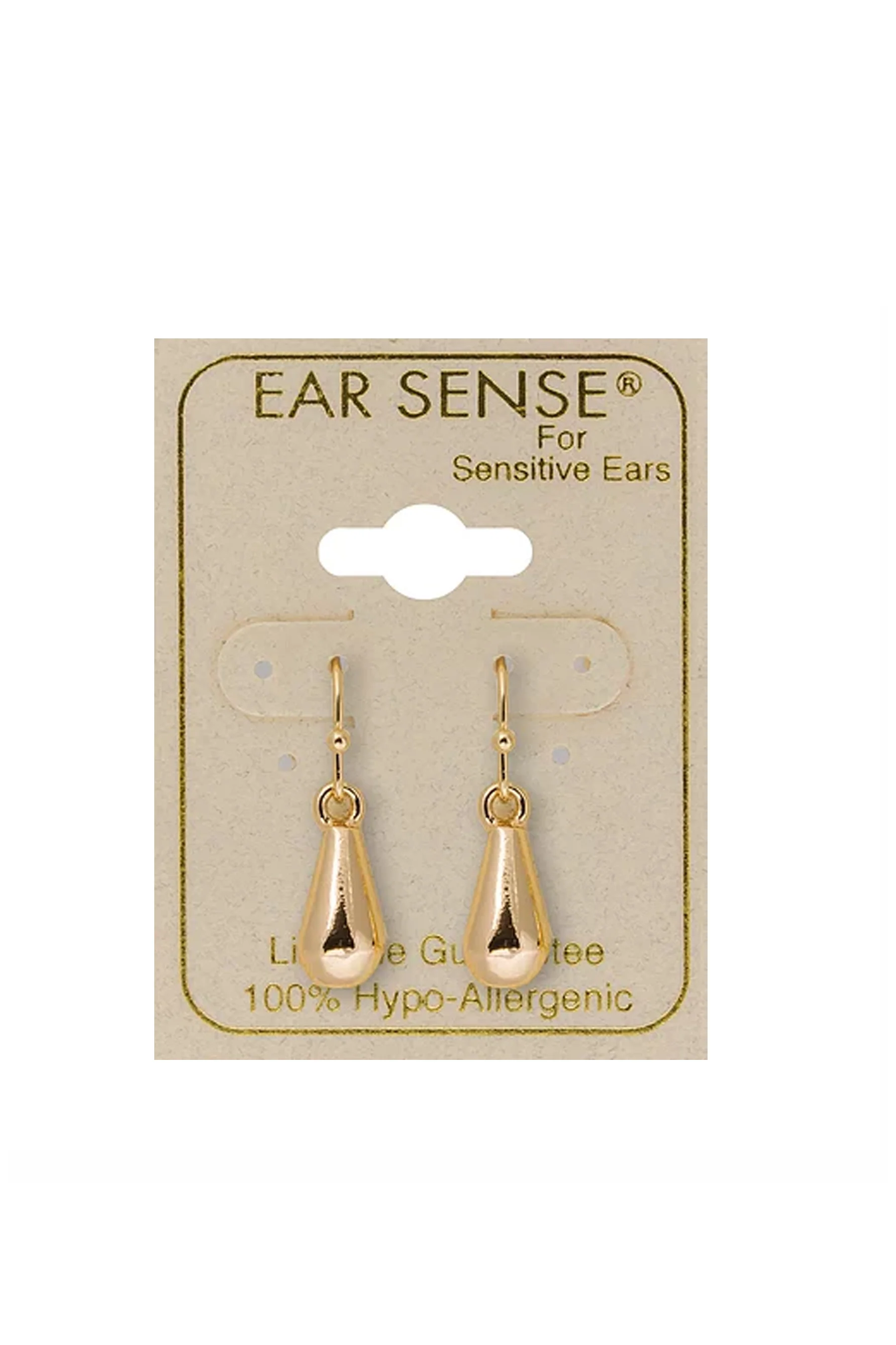EarSense F3-309 Gold Teardrop on French Hook Earrings - Image 2