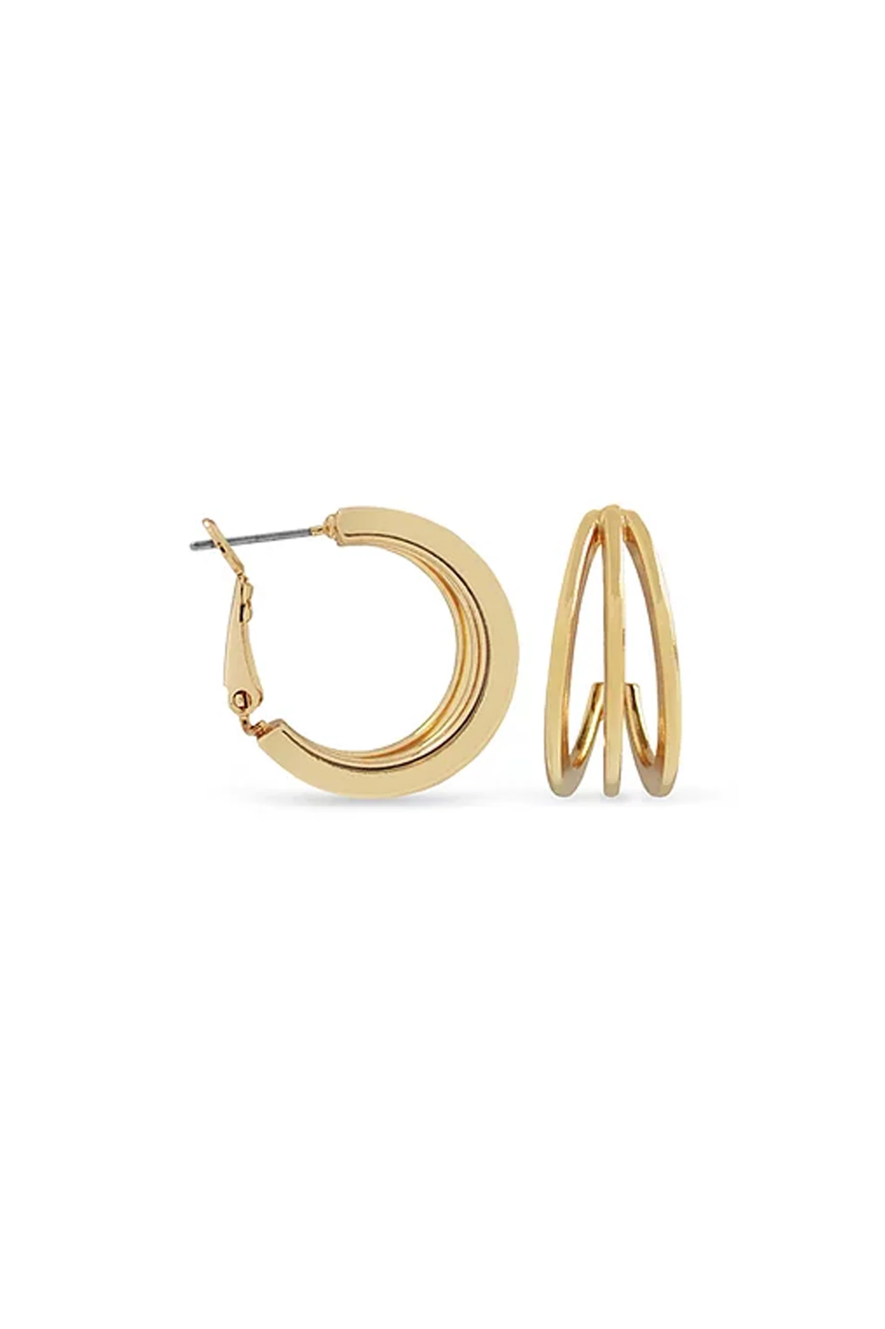 EarSense F3-329 20mm Gold 3-Bar Hoops