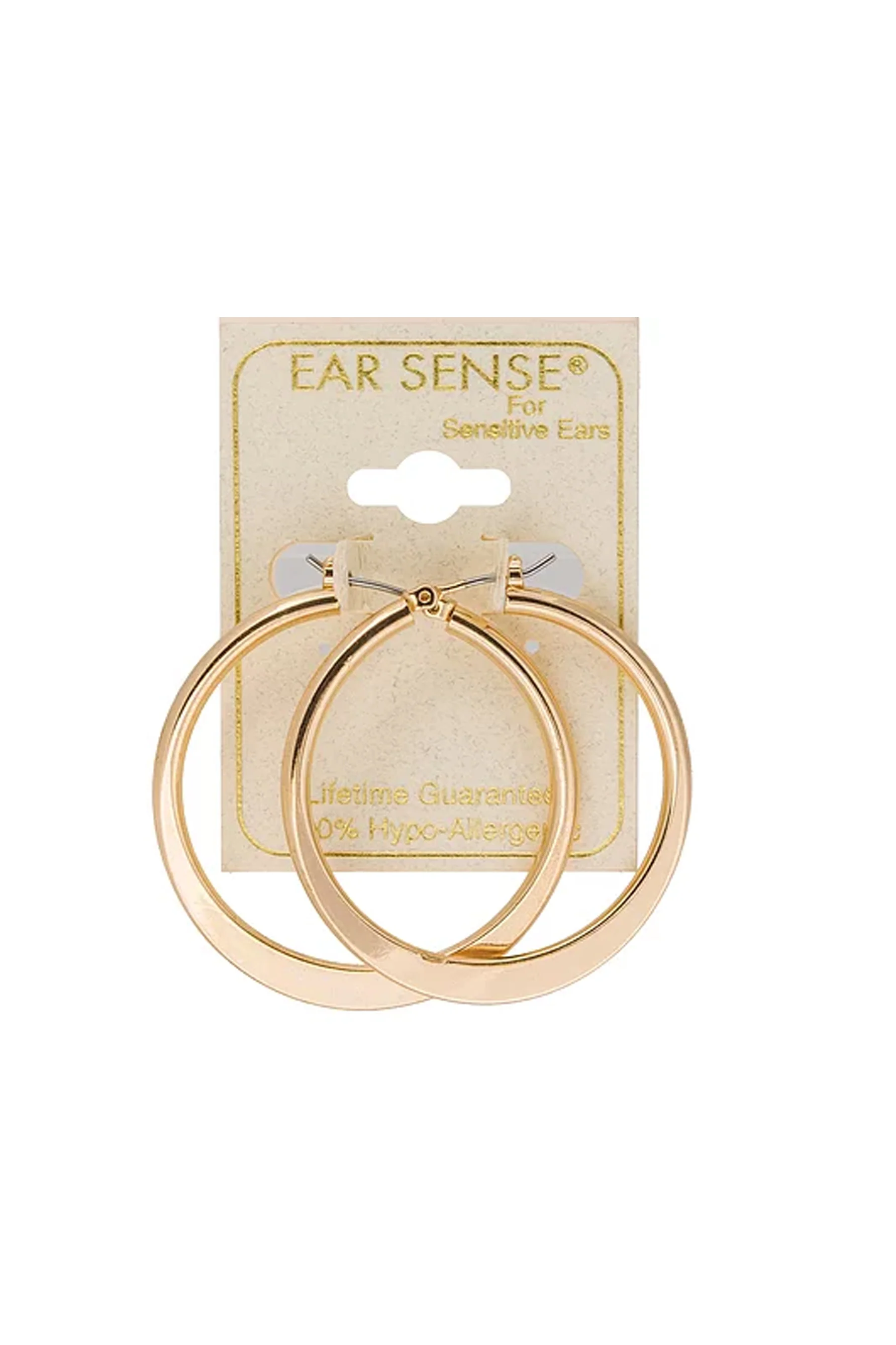 EarSense F362 35mm Gold Flat Hoop Click Hoops - Image 2