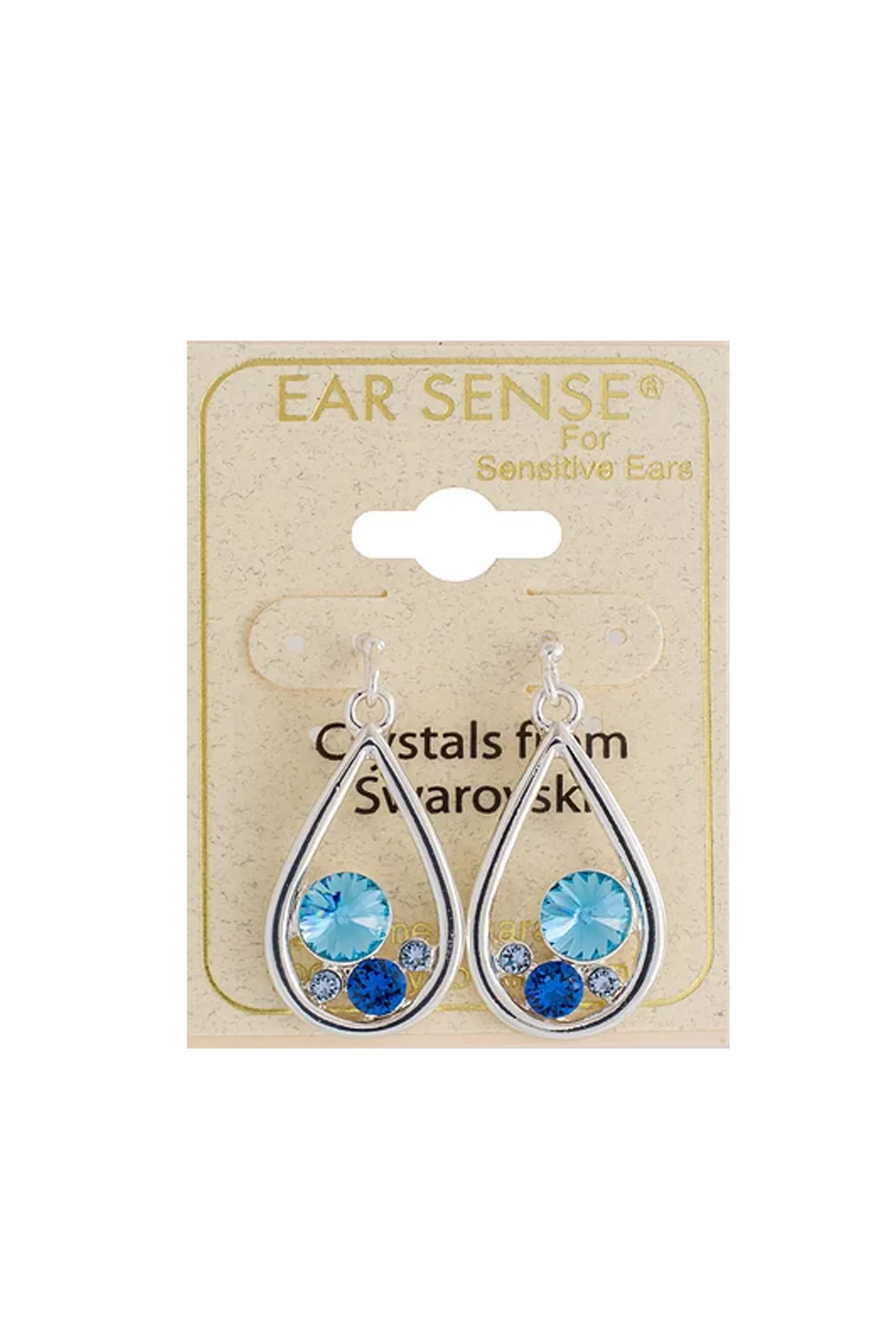 Earsense F366 20mm Silver Swarovski Blue Multi Crystal Teardrops - Image 2