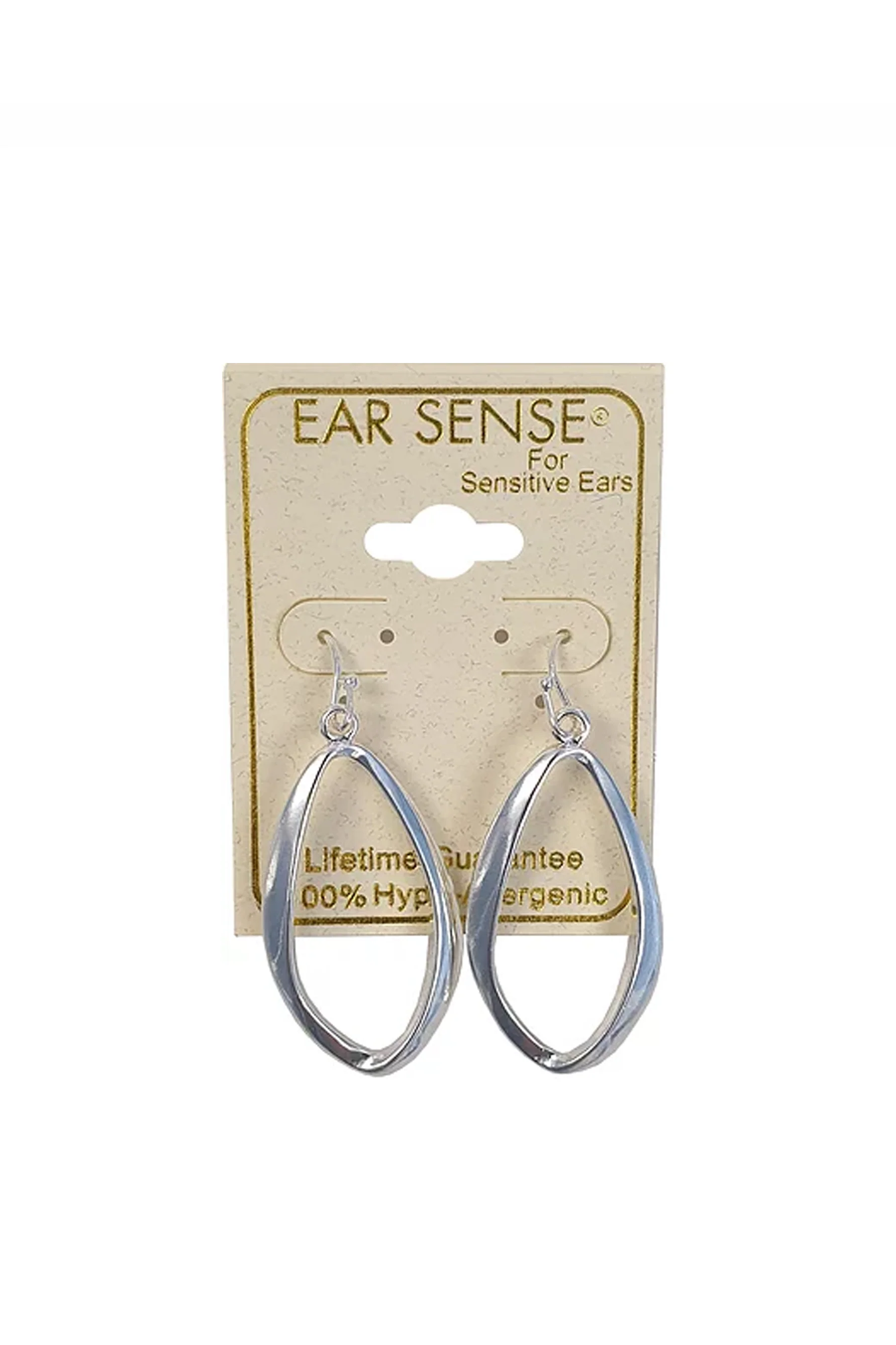 EarSense F392 30mm Silver Open Silouette Drops on a French Hook - Image 2