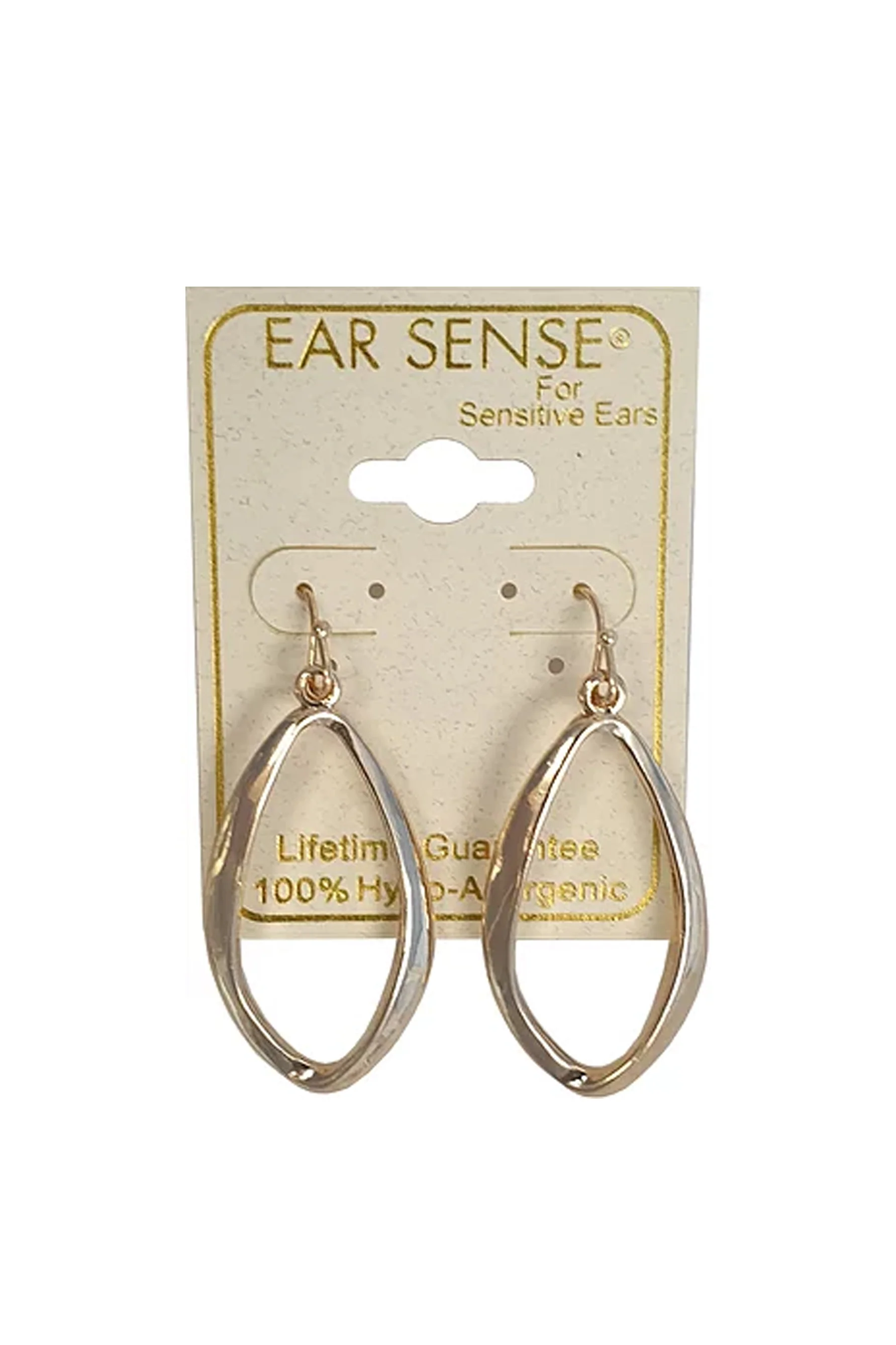 EarSense F393 Gold Open Silhouette Drops on a French Hook - Image 2