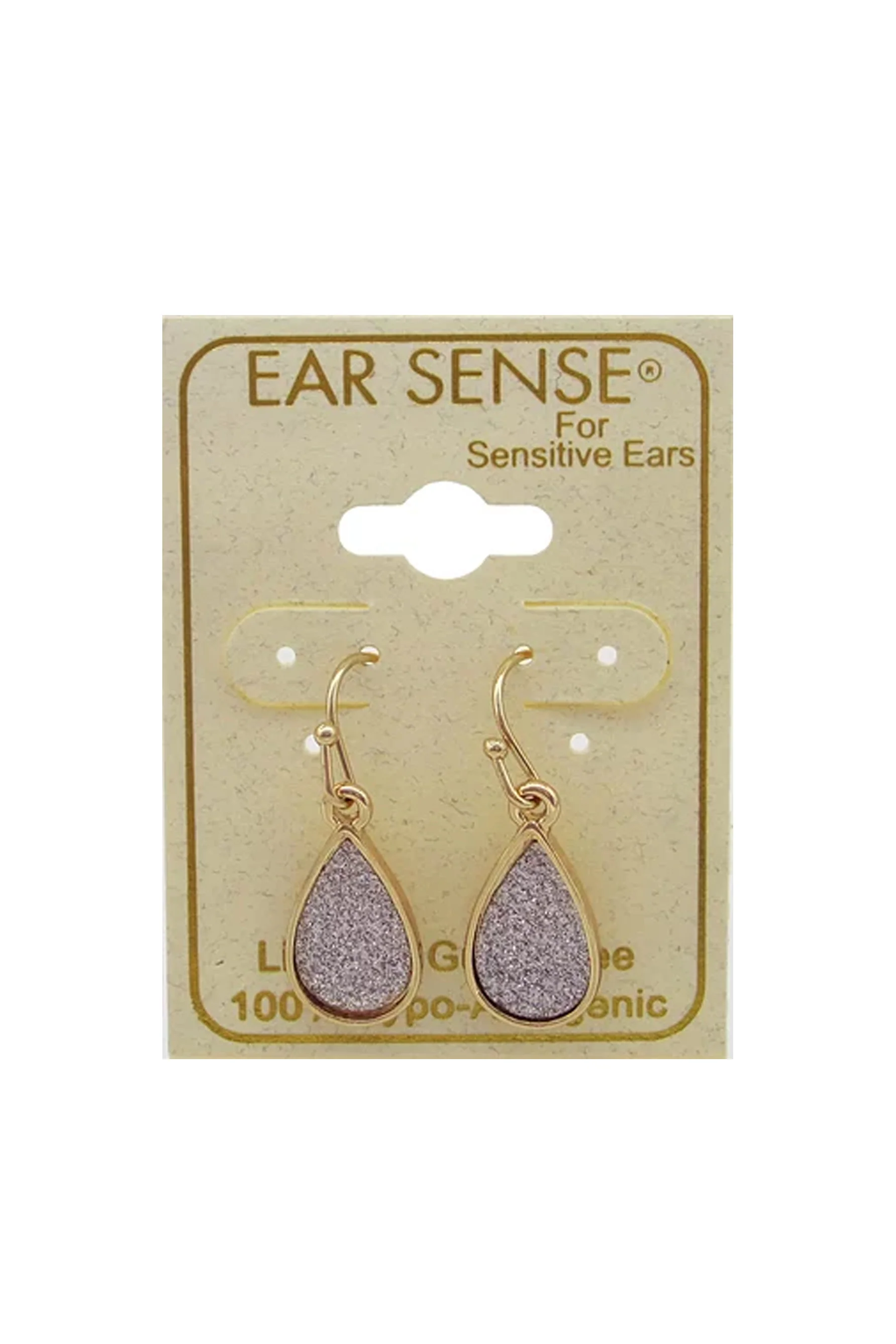 EarSense F395 Gold Glitter Teardrop French Hook Earrings - Image 2