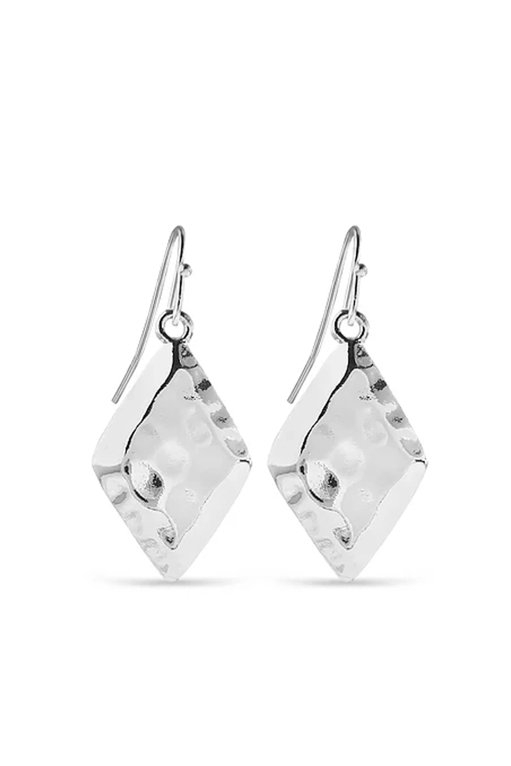 EarSense F396 25mm Silver Beaten Diamond Drops