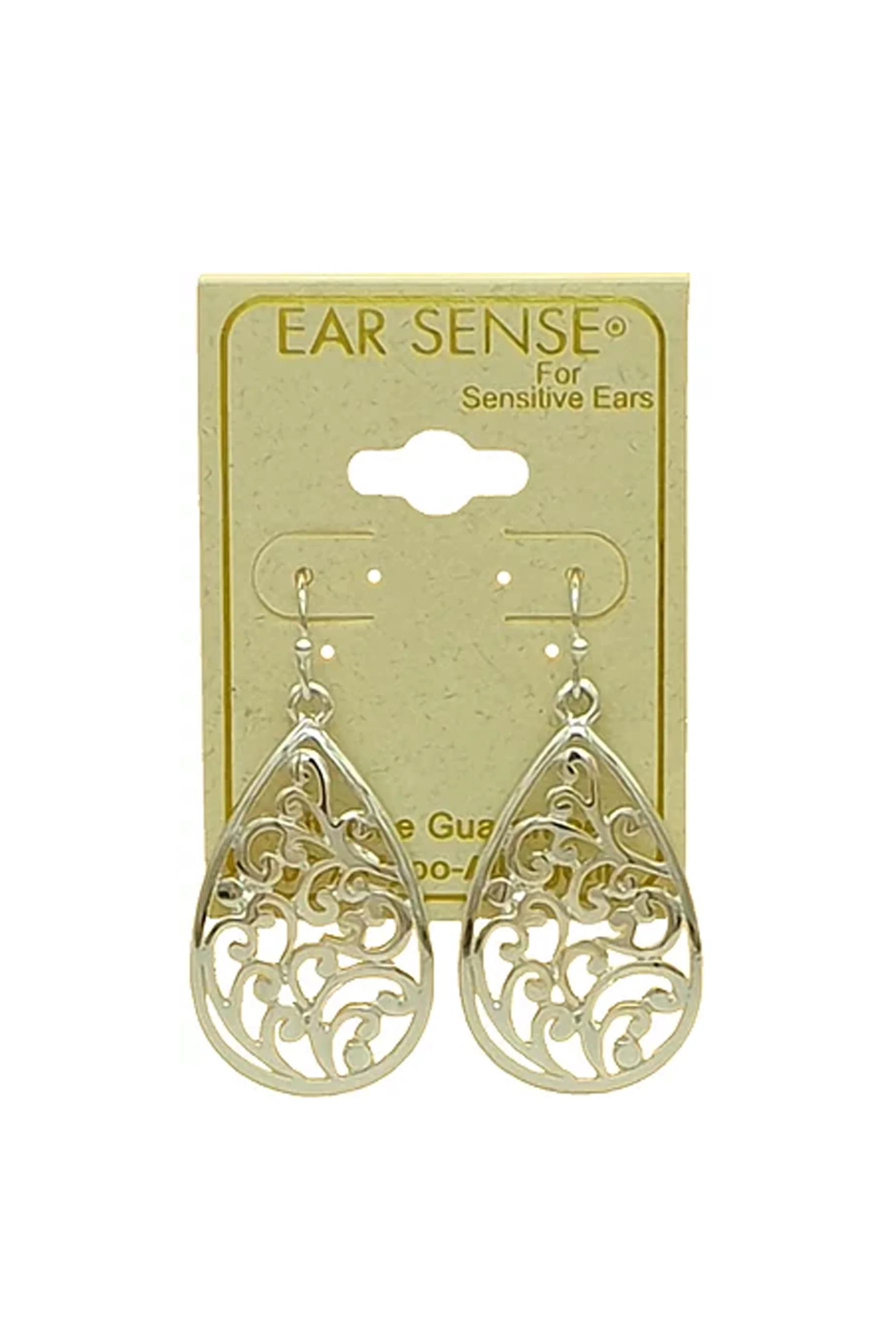 EarSense F398 SilverFiligree Teardrop French Hook Earrings - Image 2