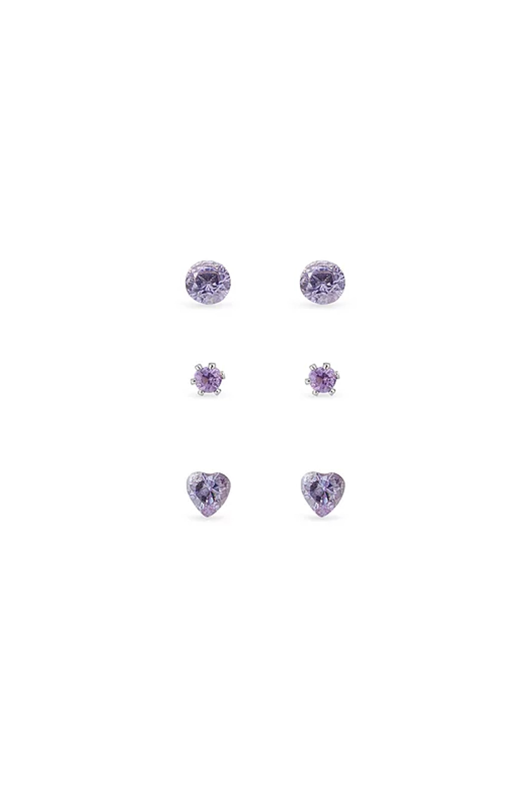 EarSense F4-1057 Lavender Crystal Trio with Heart