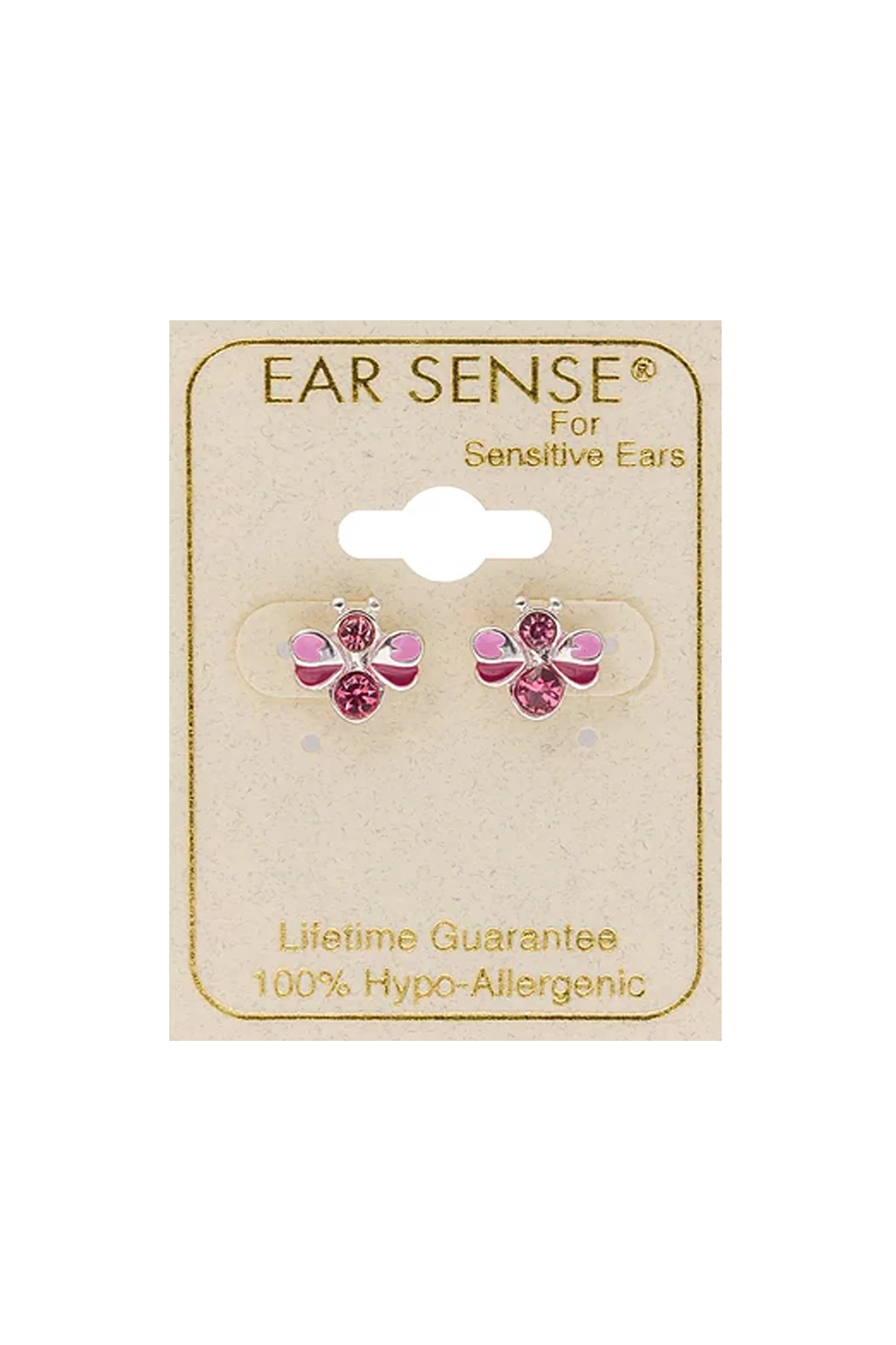 EarSense F4-1891 Enamel/Crystal Bee Stud Earrings - Rose - Image 2